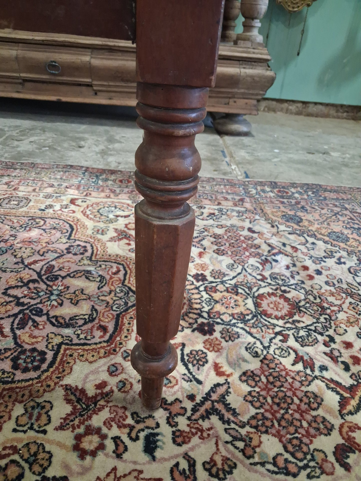Antique Turned Leg Bench with Vintage Needlepoint Cushion