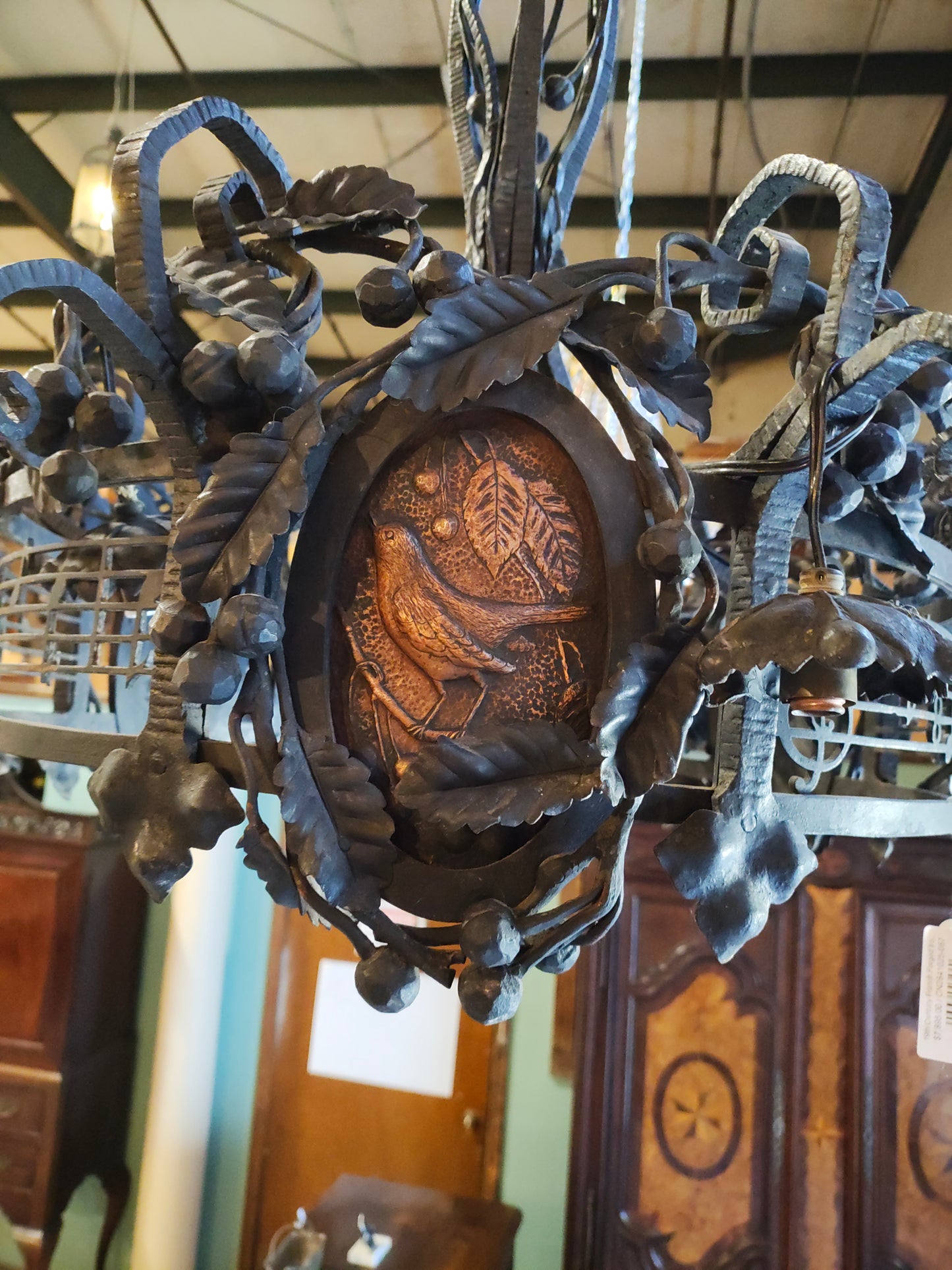 19th Century French Forged Iron Music Hall Chandelier from a Provençal Castle