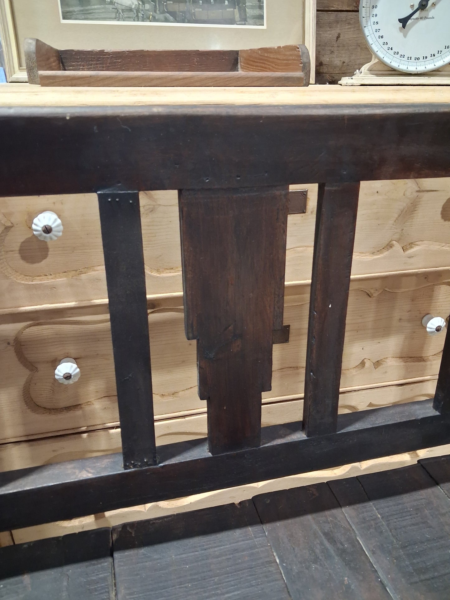 Stained pine bench