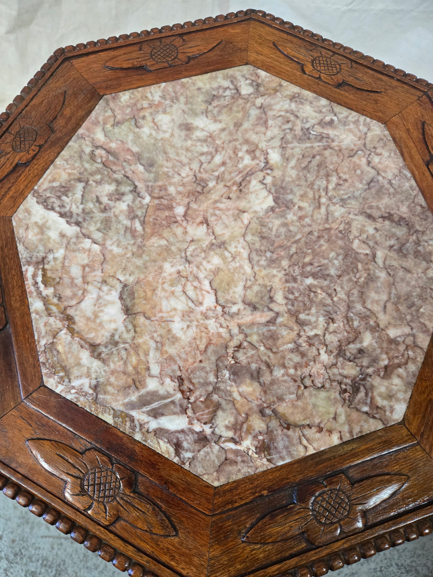 Late 1800s Qing Dynasty Marble Side Table