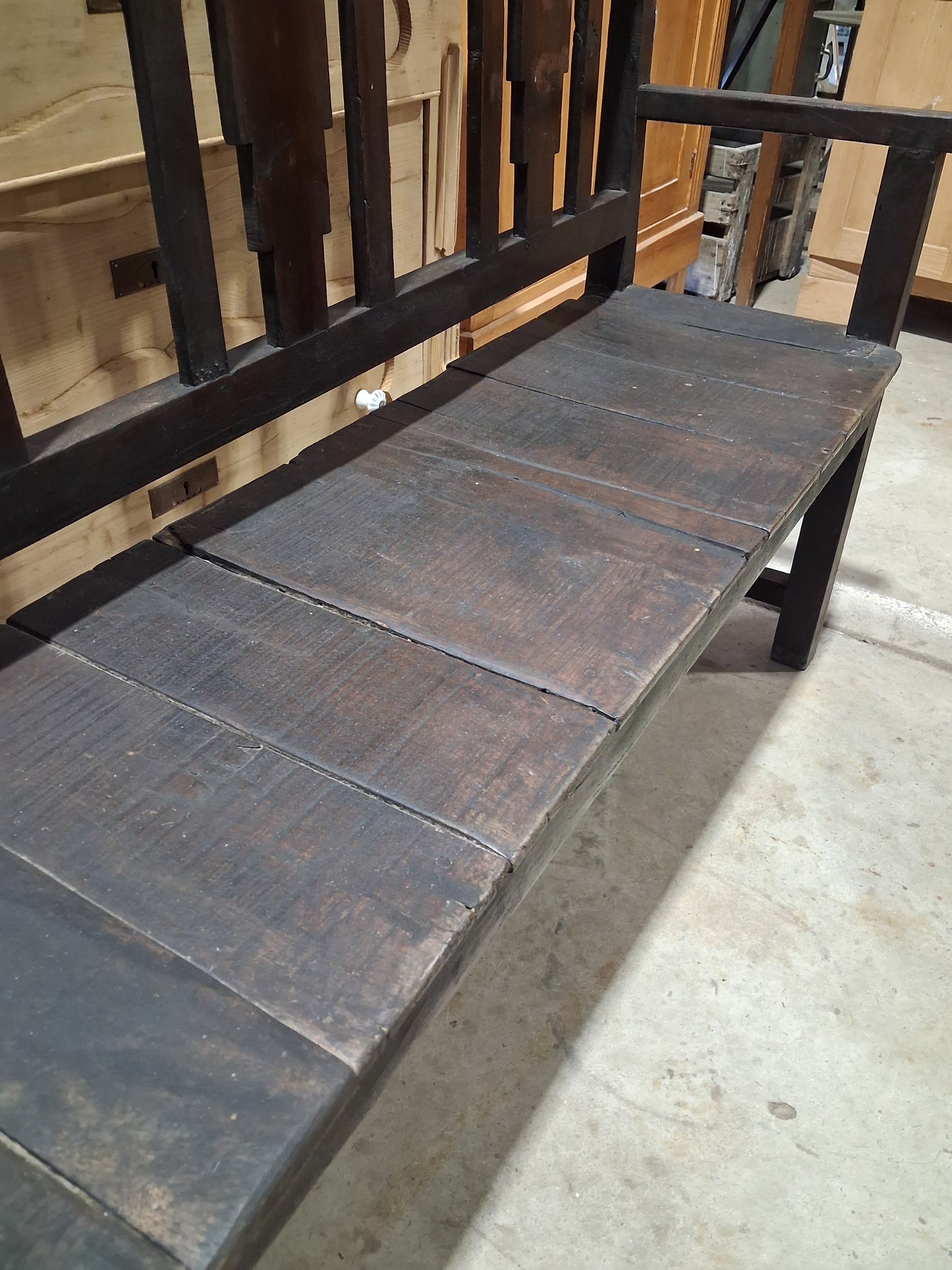 Stained pine bench