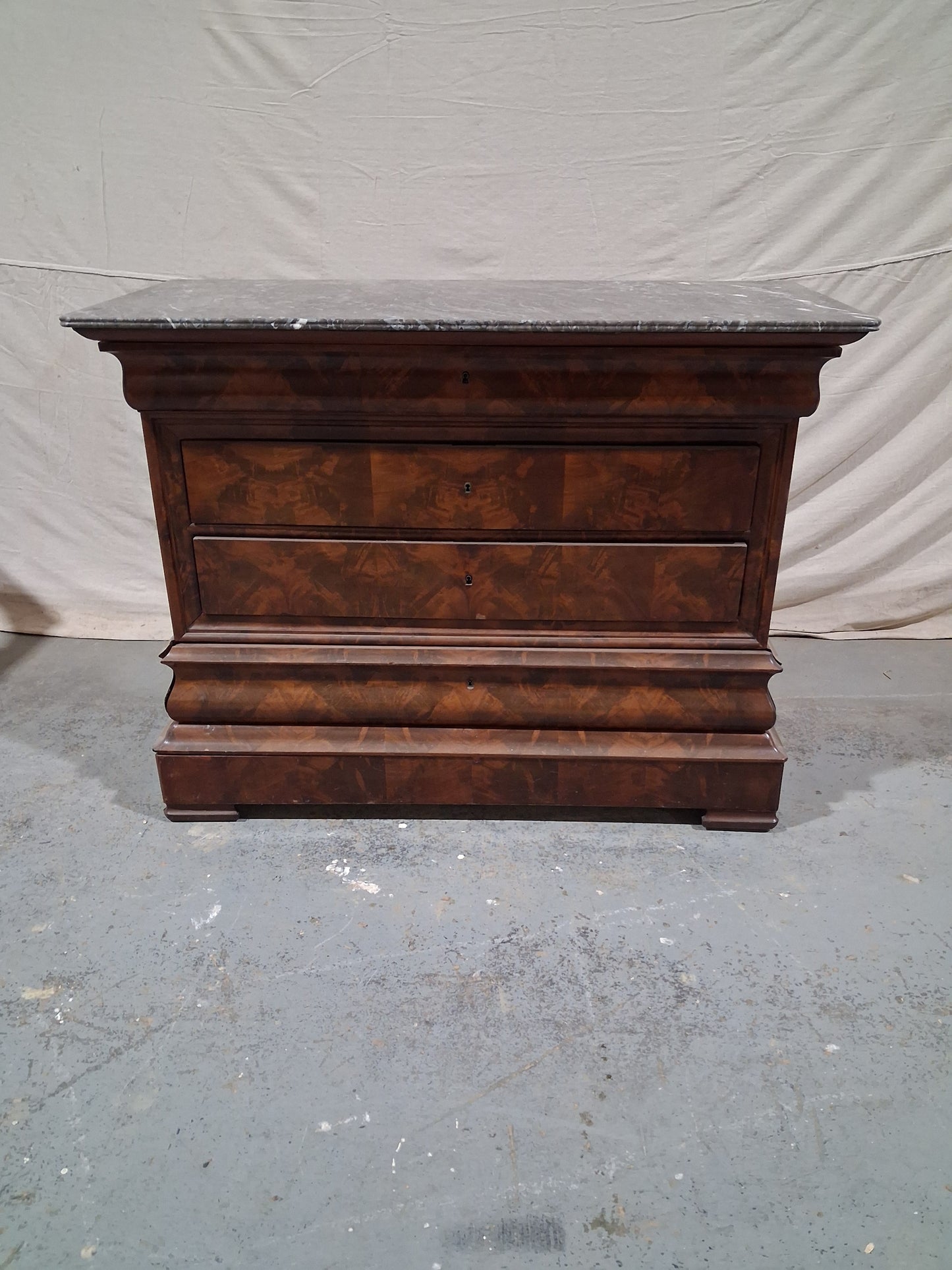 19th Century French Restoration Walnut Commode with Marble Top
