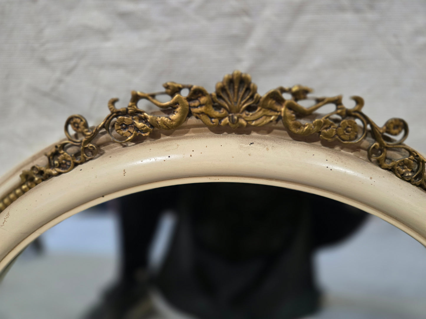 Early Century Louis XV White and Brass Mirror