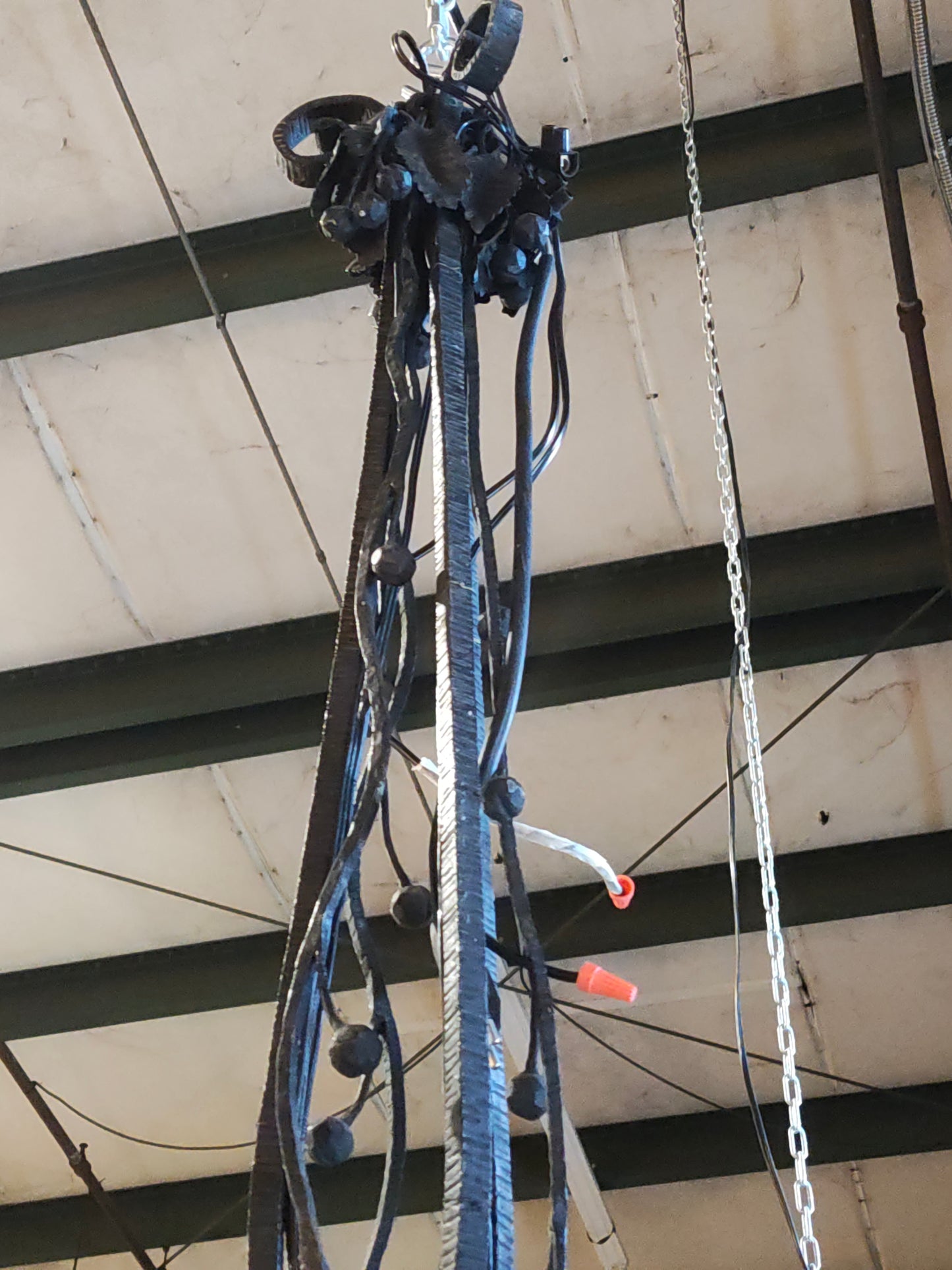 19th Century French Forged Iron Music Hall Chandelier from a Provençal Castle