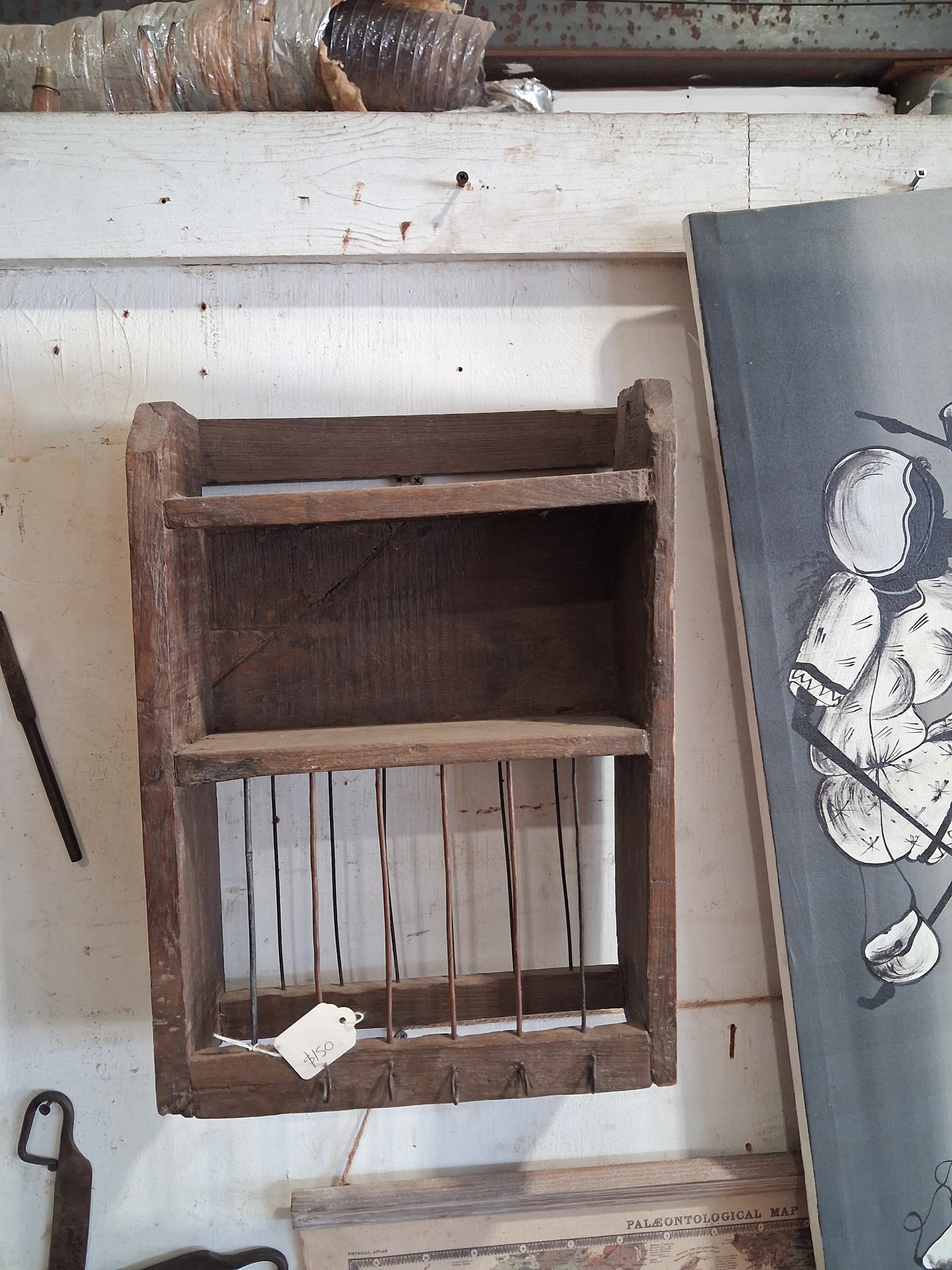 Antique small wall mounted dish rack