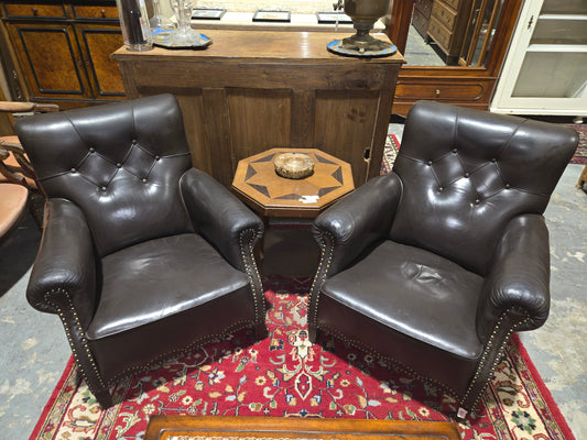 1920's Black Leather Armchair