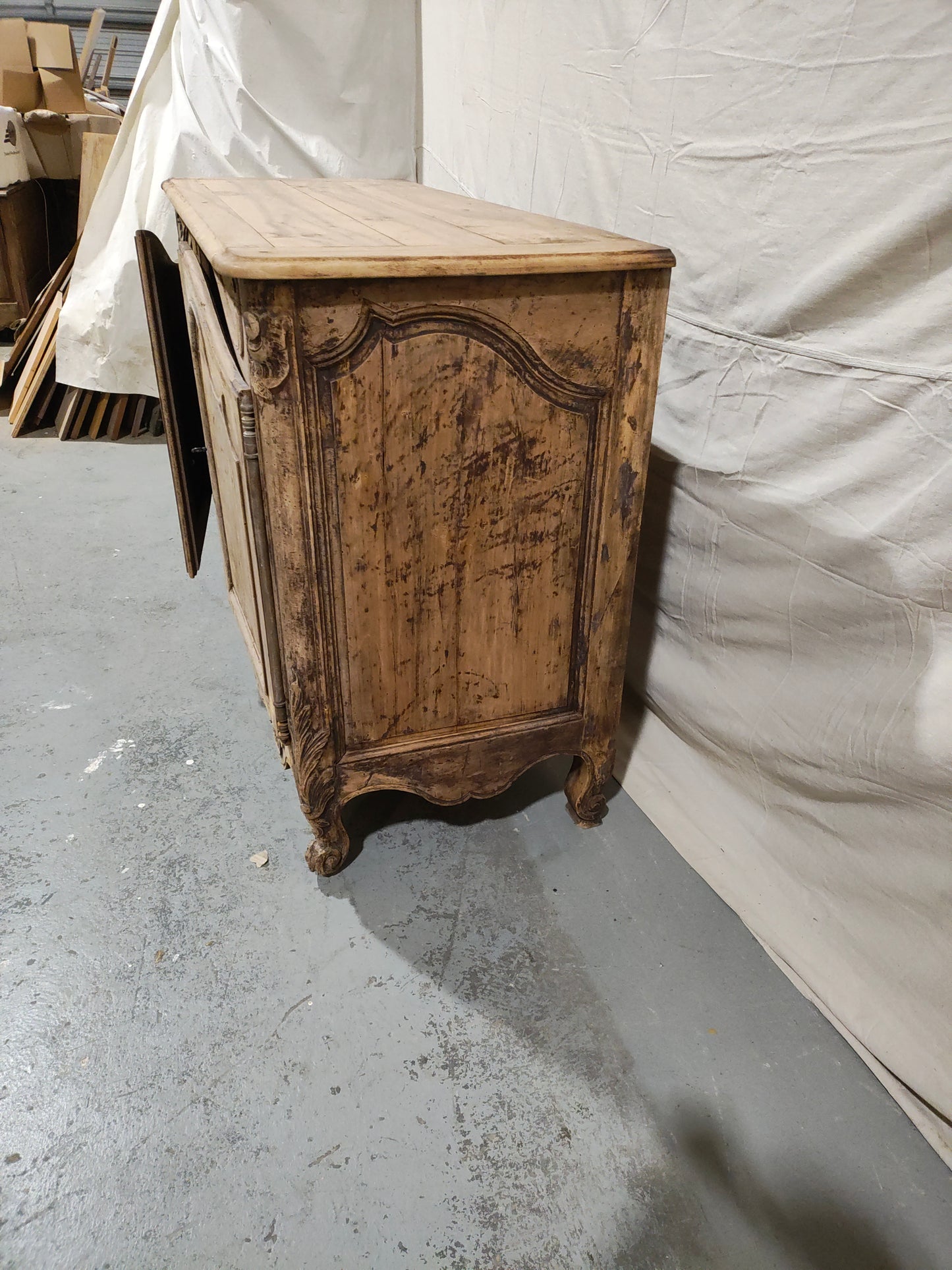 Late 19th Century French Louis XV Provincial Buffet with Pierced Rococo Apron