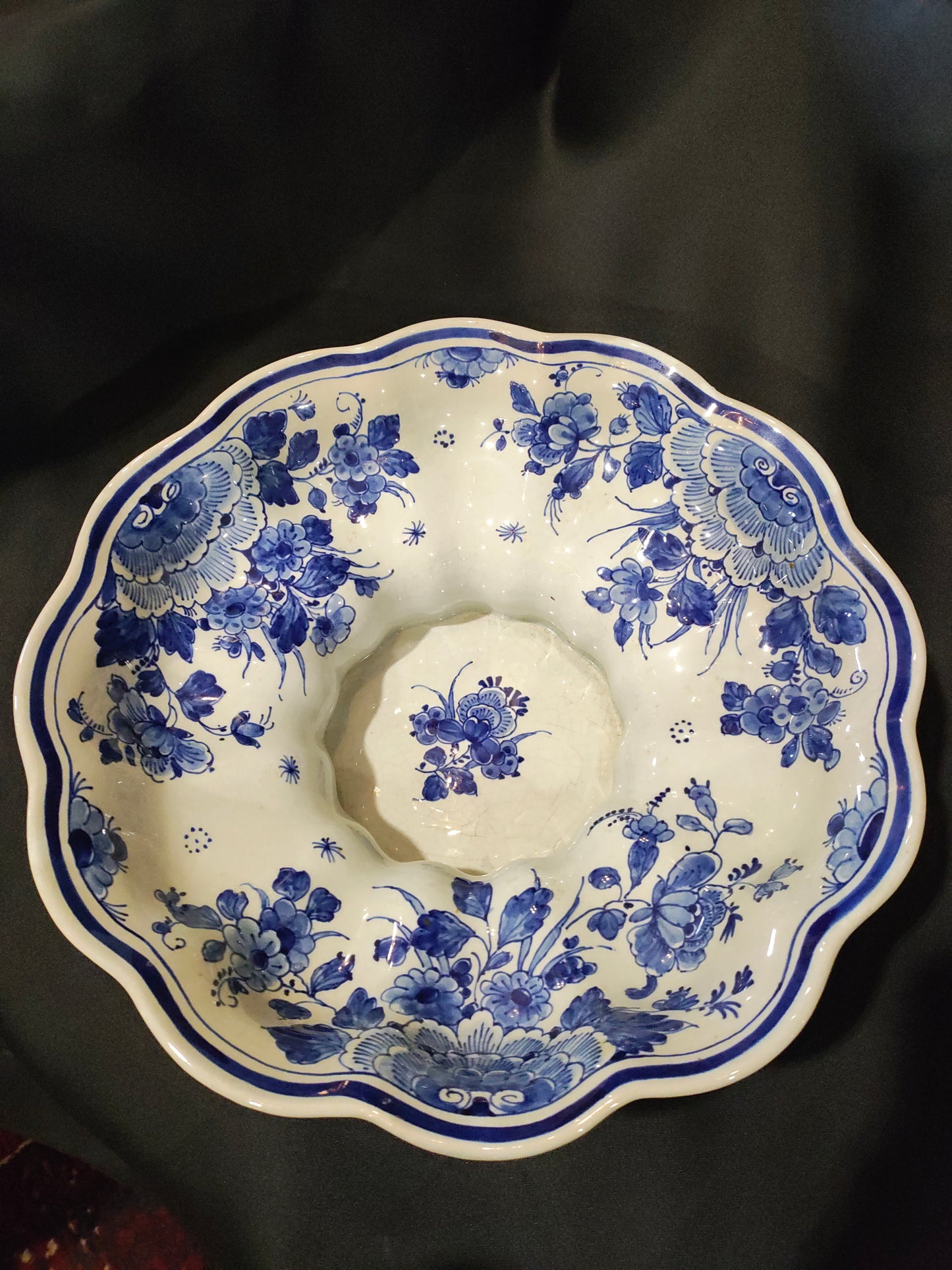 Vintage Dutch Delft Blue Hand-Painted Pedestal Compote Bowl – Dutch Pottery