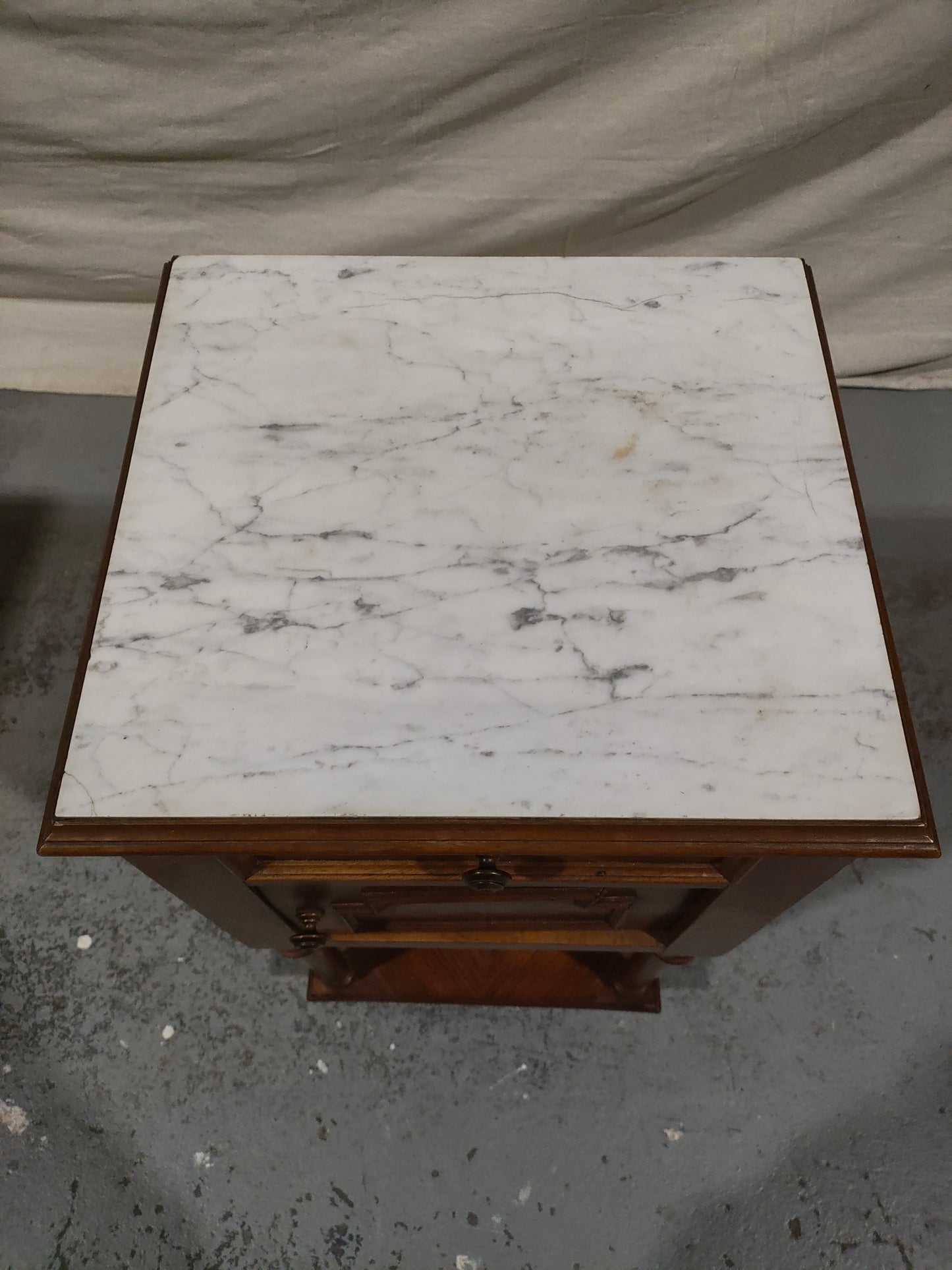 Pair of 19th Century French Louis XVI Style Marble Top Bedside Cabinets