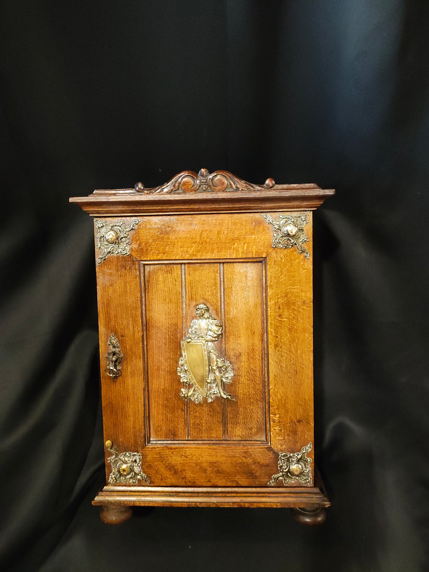 19th Century French Renaissance Revival Heraldic Knight Wall Cabinet / Comtoise Clock Case