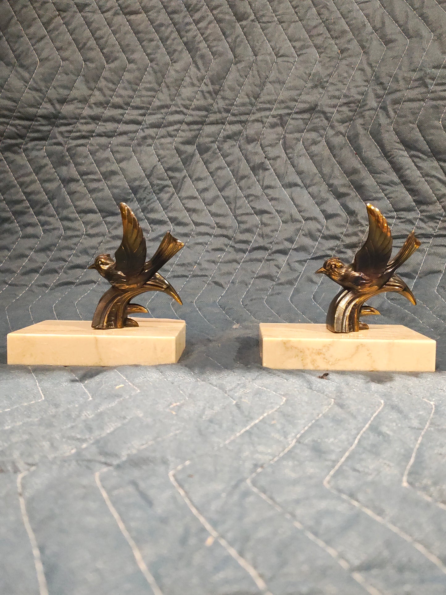 Pair of French Art Deco Chrome Bird Bookends, c. 1935