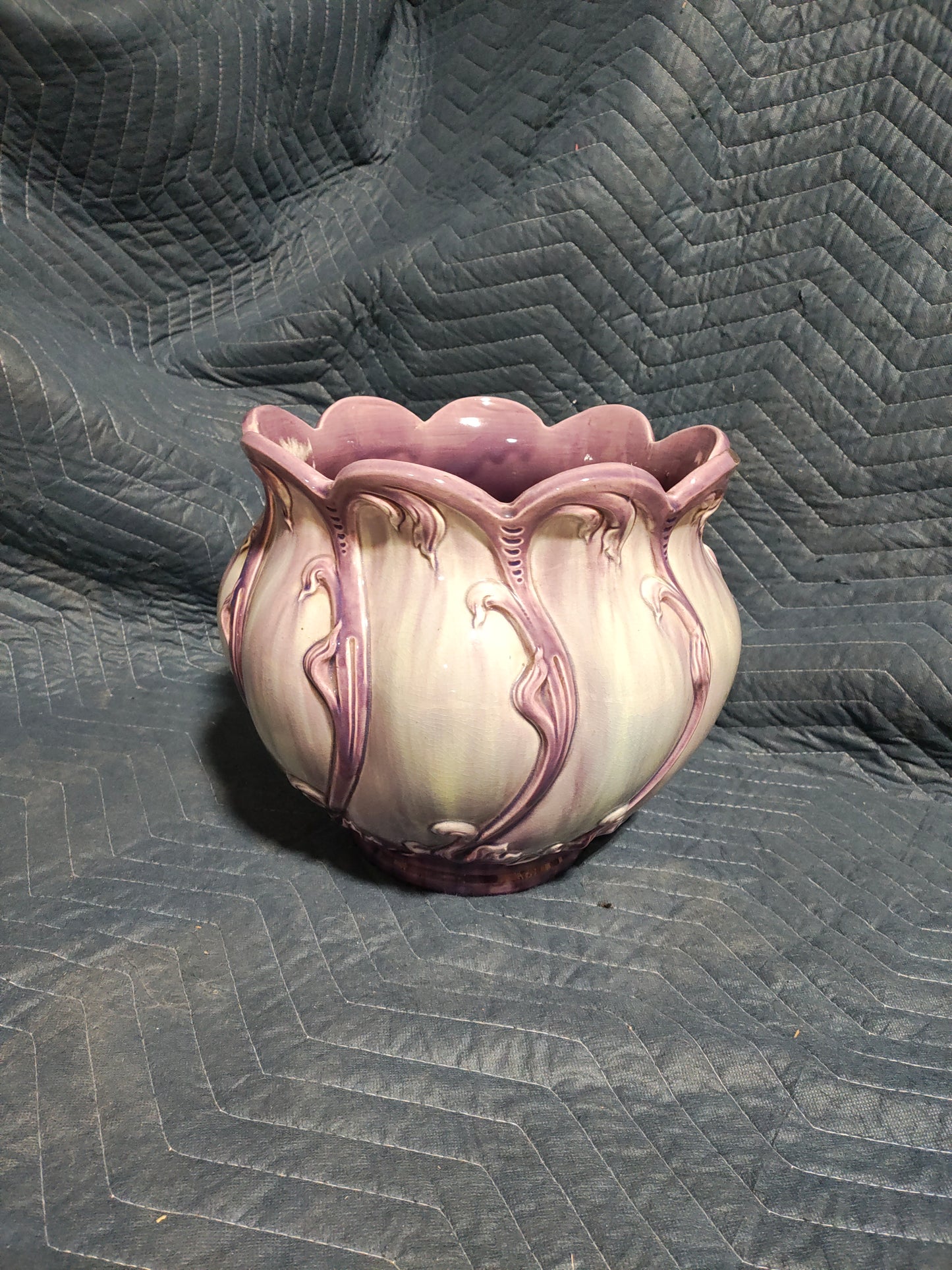 Antique French Art Nouveau Majolica Jardinière