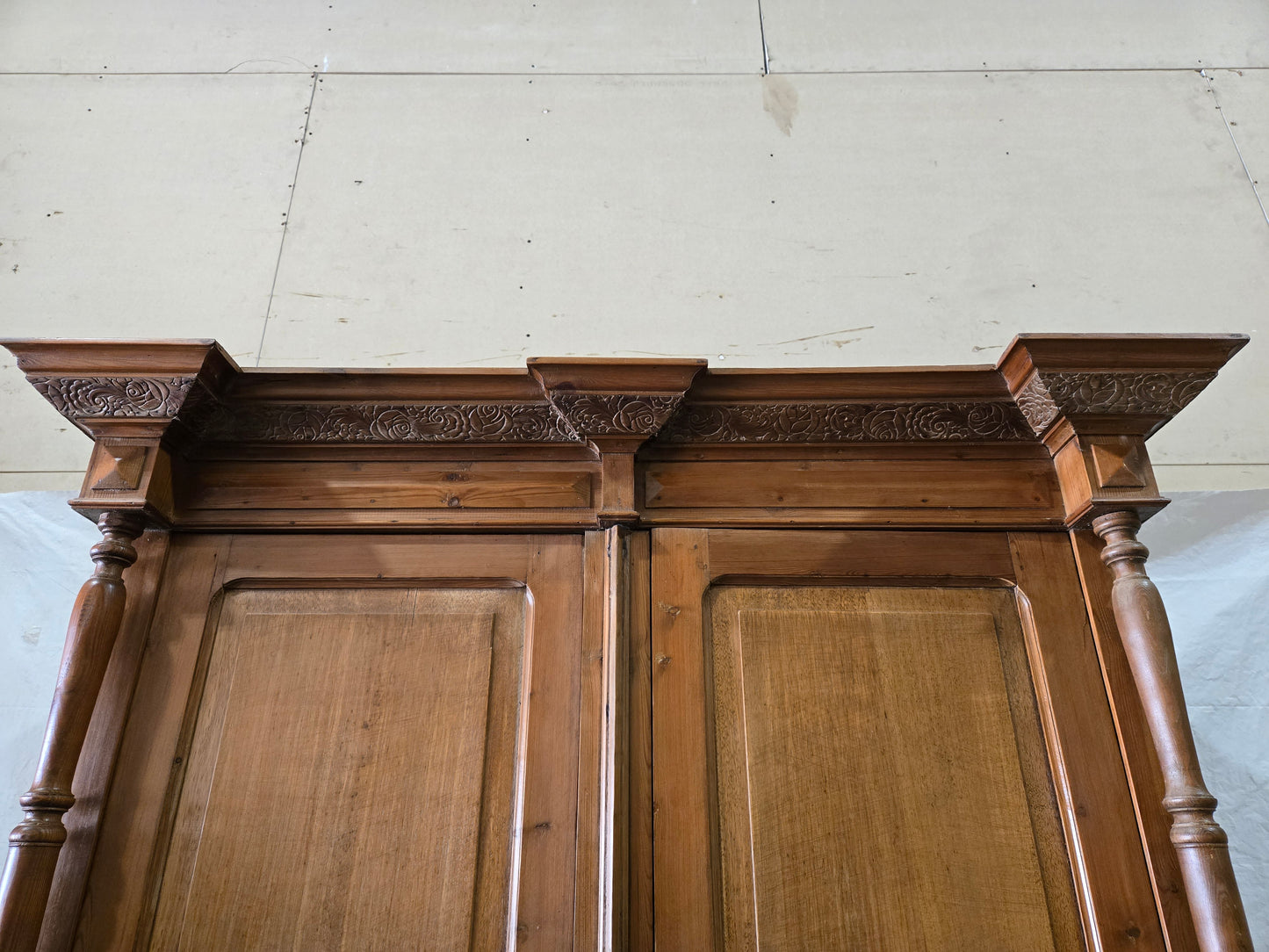 Late 1800s French Revival Pine Armoire