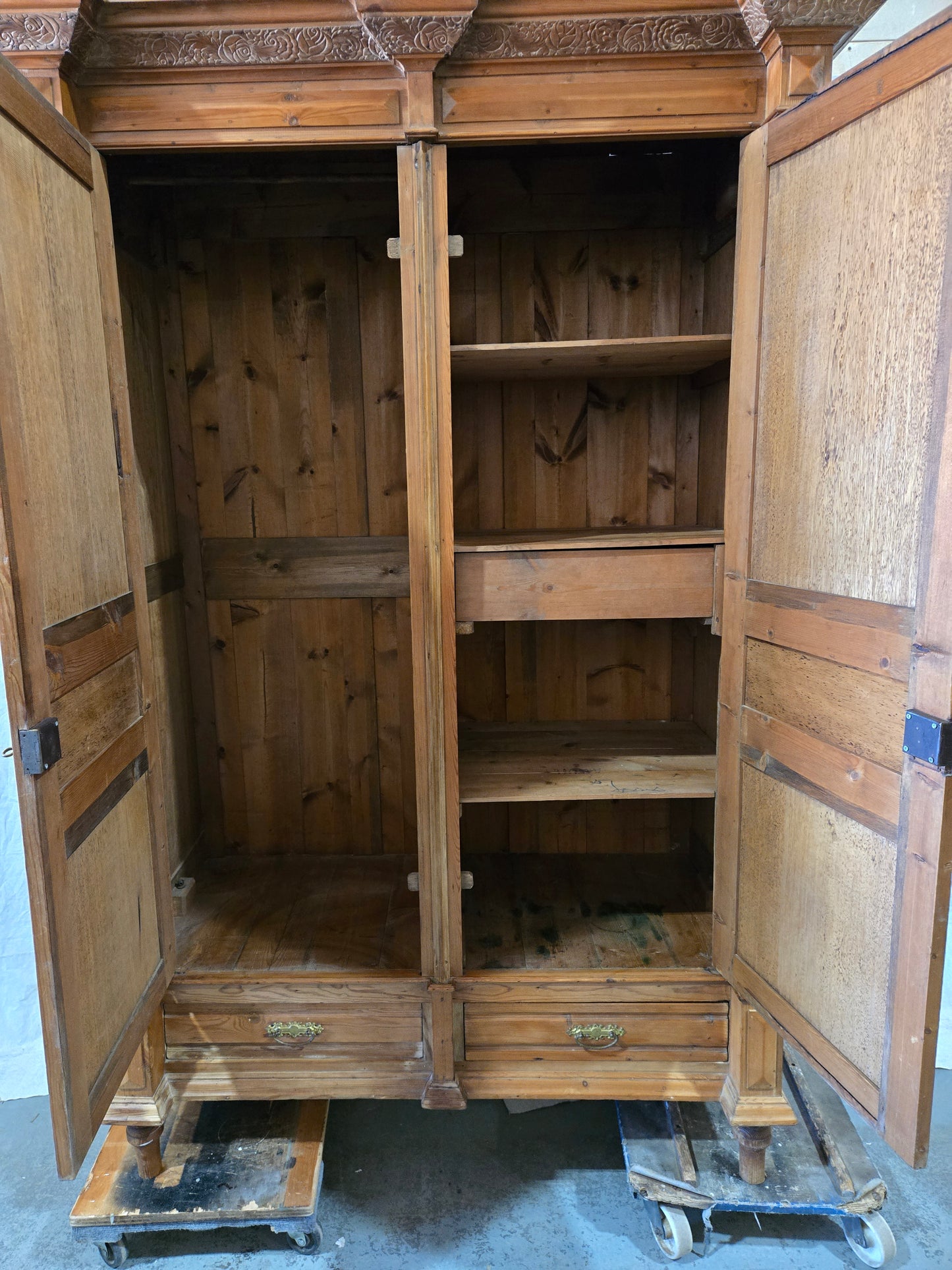 Late 1800s French Revival Pine Armoire