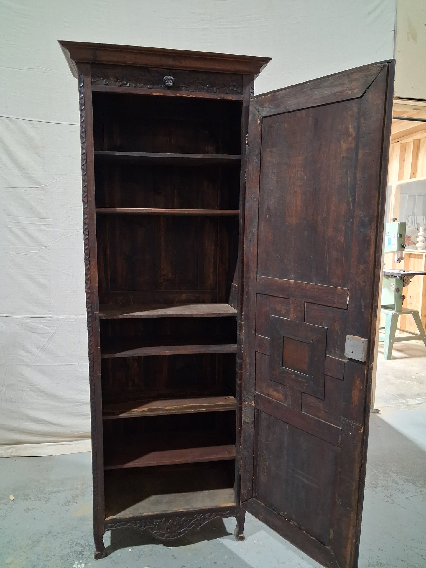 French Renaissance Revival Oak Bonnetière Cabinet, Circa 1880s