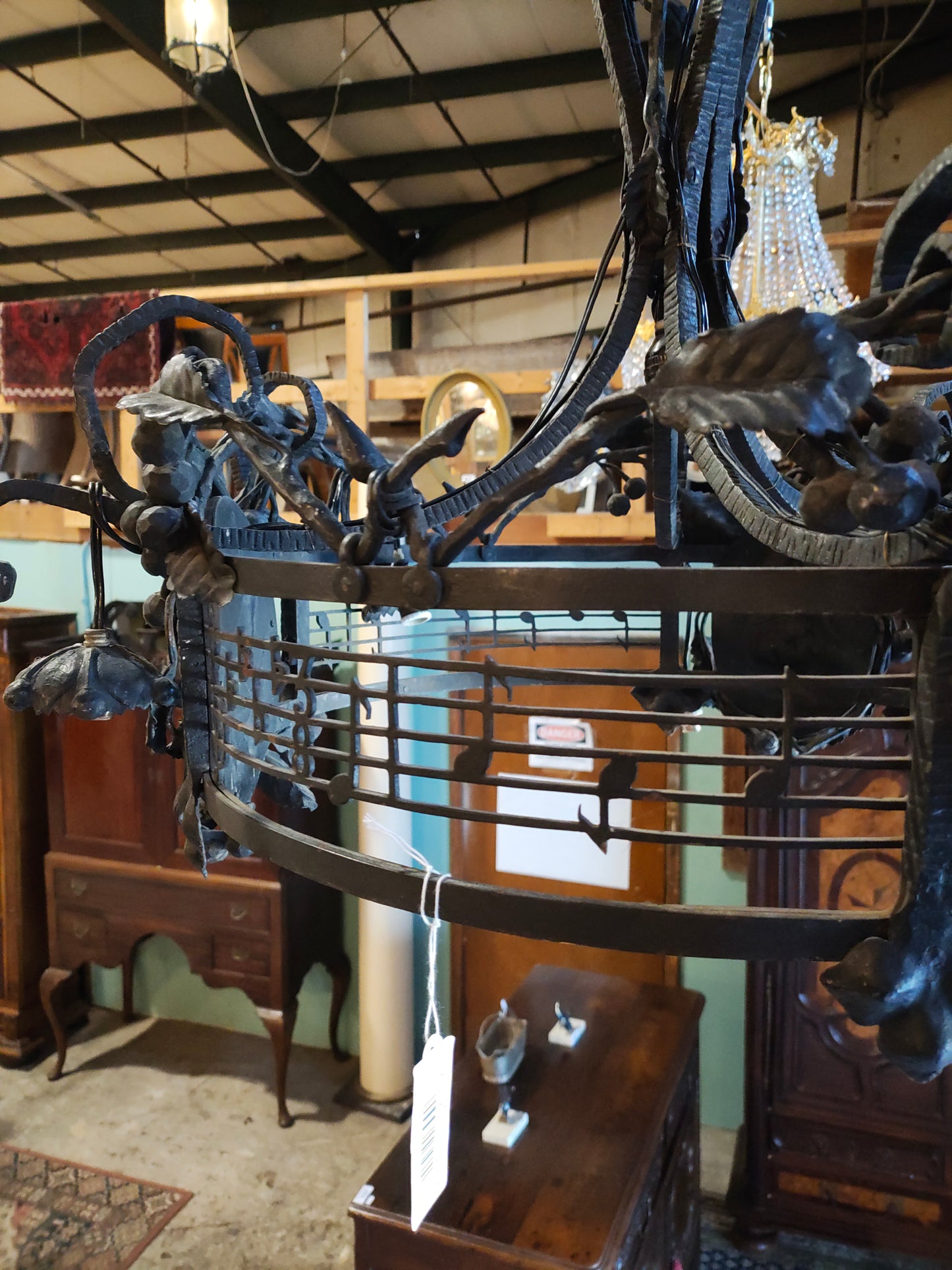 19th Century French Forged Iron Music Hall Chandelier from a Provençal Castle