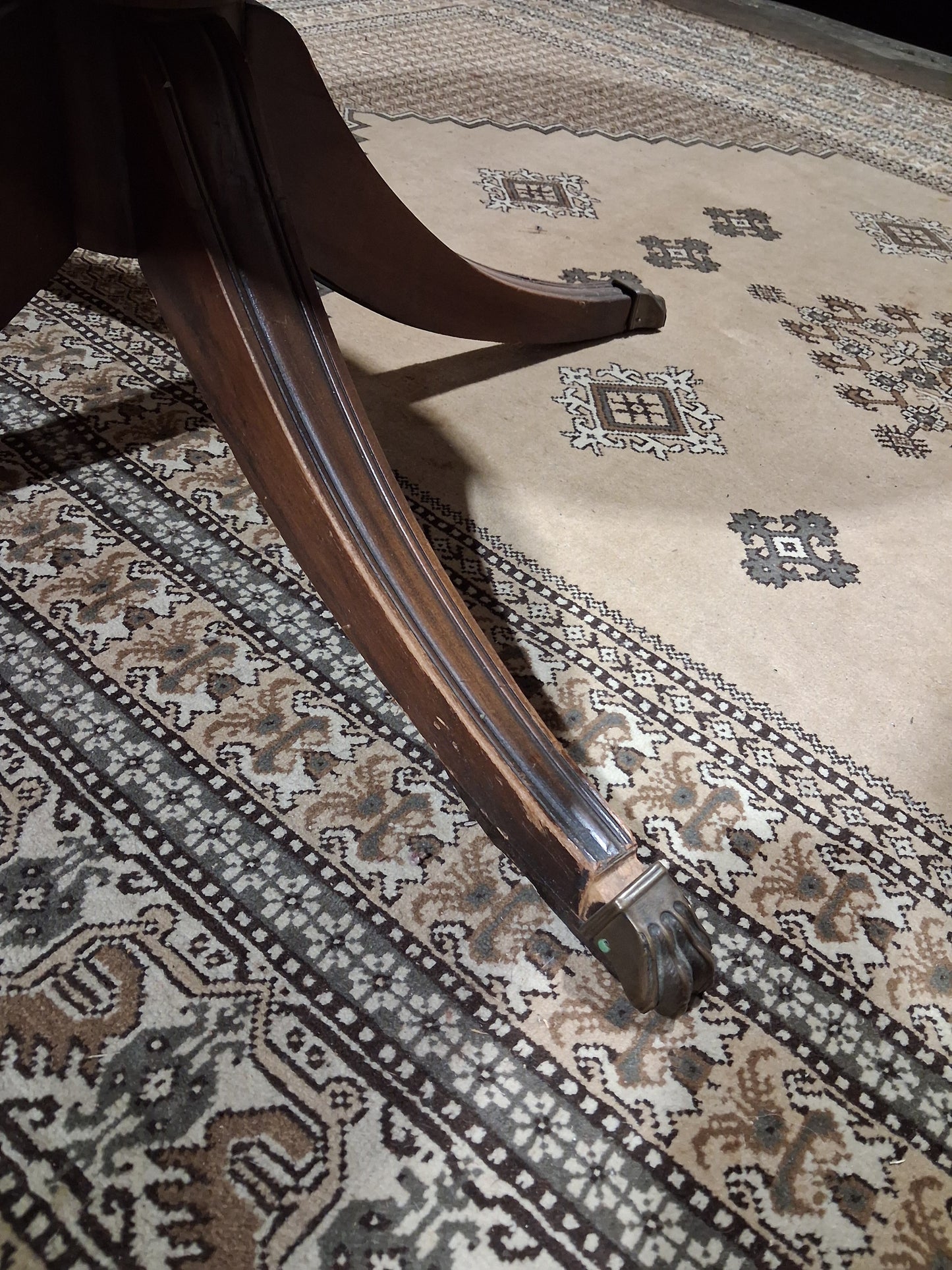 Regency Style Drum Table with Leather Top & Lion’s Paw Feet