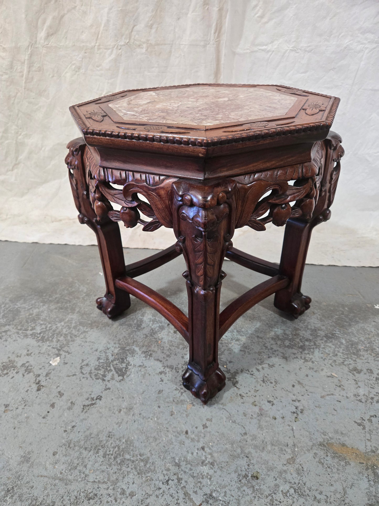 Late 1800s Qing Dynasty Marble Side Table