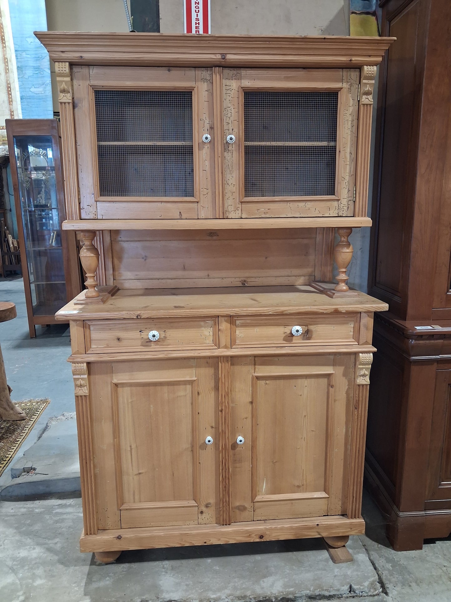 Late 1800s Rustic Pine kitchen hutch