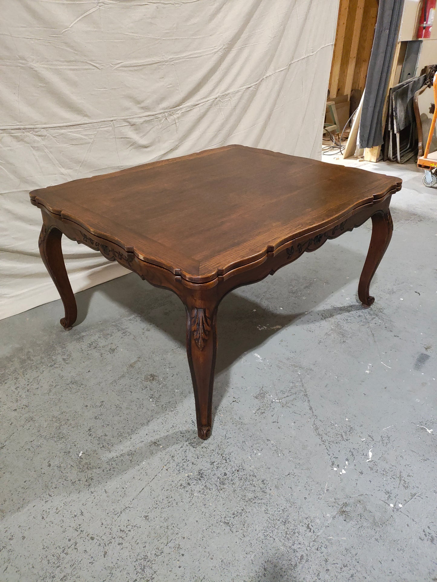 French Provincial Louis XV–Style Oak Drop-Leaf Dining Table