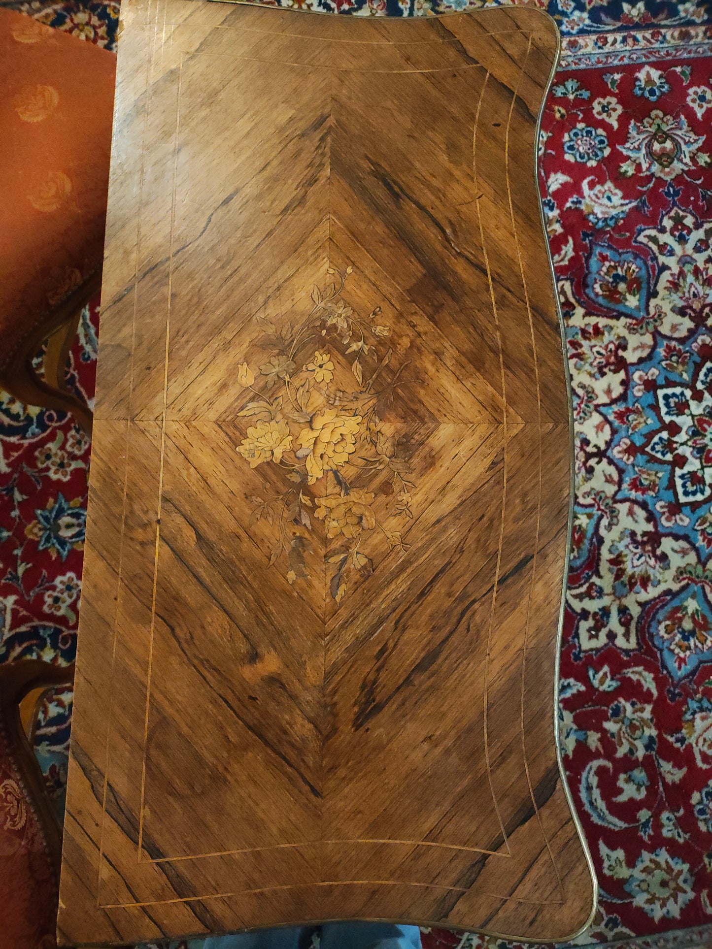 French Folding Card / Game Table with Marquetry Inlaid Top