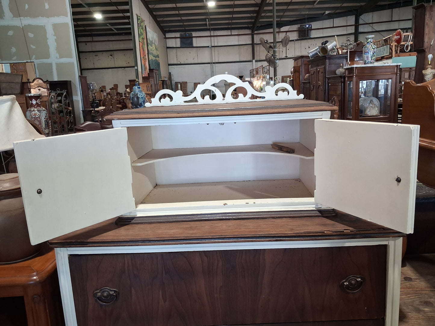Antique American Walnut Dresser with Removable Hutch Top