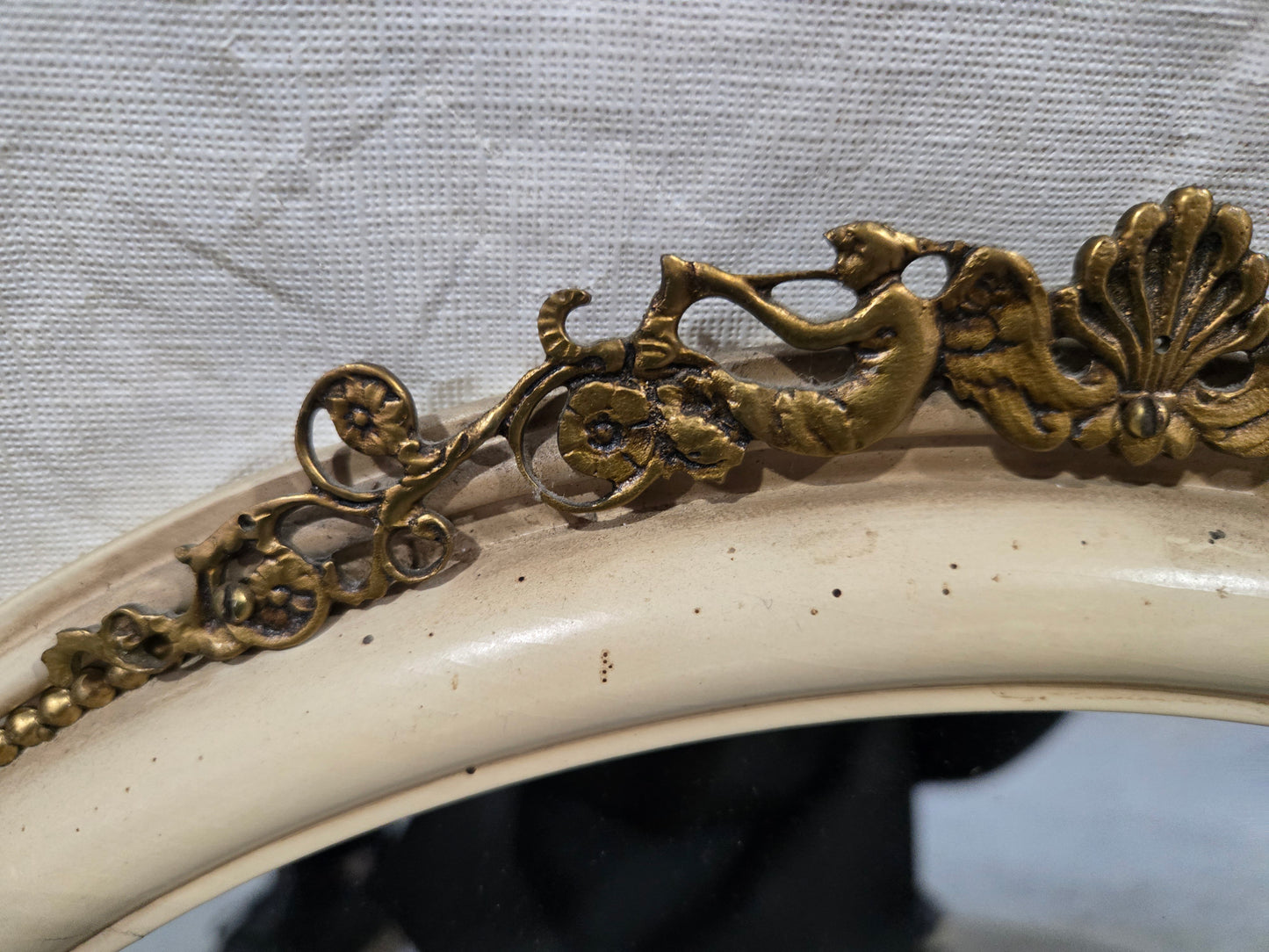 Early Century Louis XV White and Brass Mirror