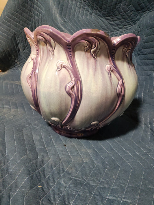 Antique French Art Nouveau Majolica Jardinière