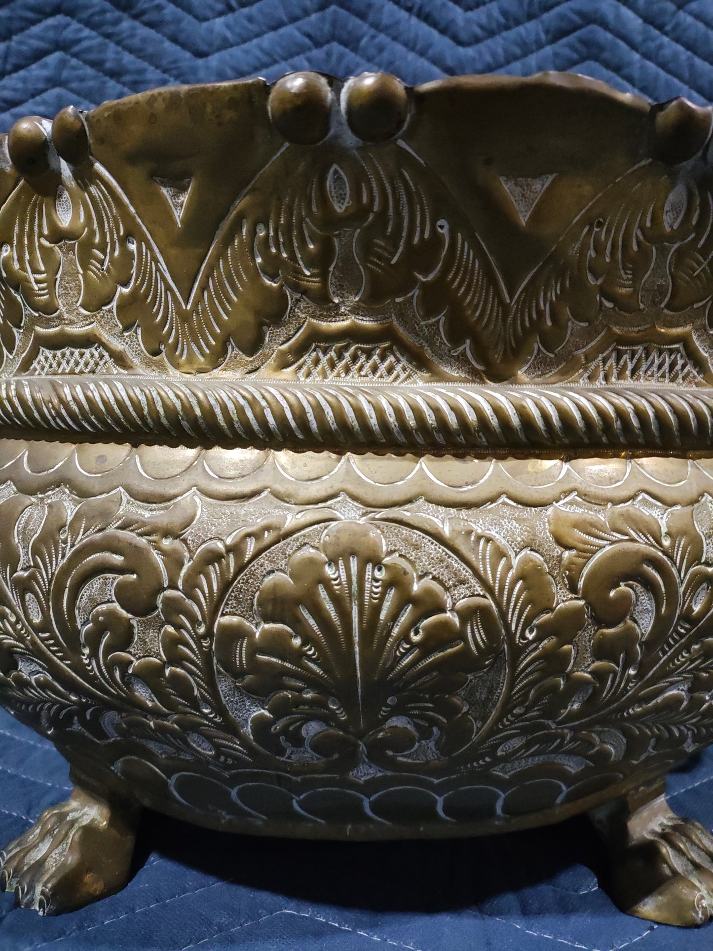 Antique Renaissance Revival Lion Head Jardinière Planter with Paw Feet