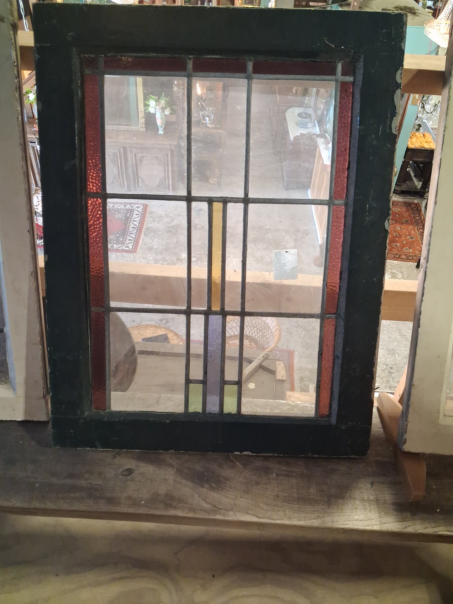 Early 20th Century Arts & Crafts Prairie Style Stained Glass Window