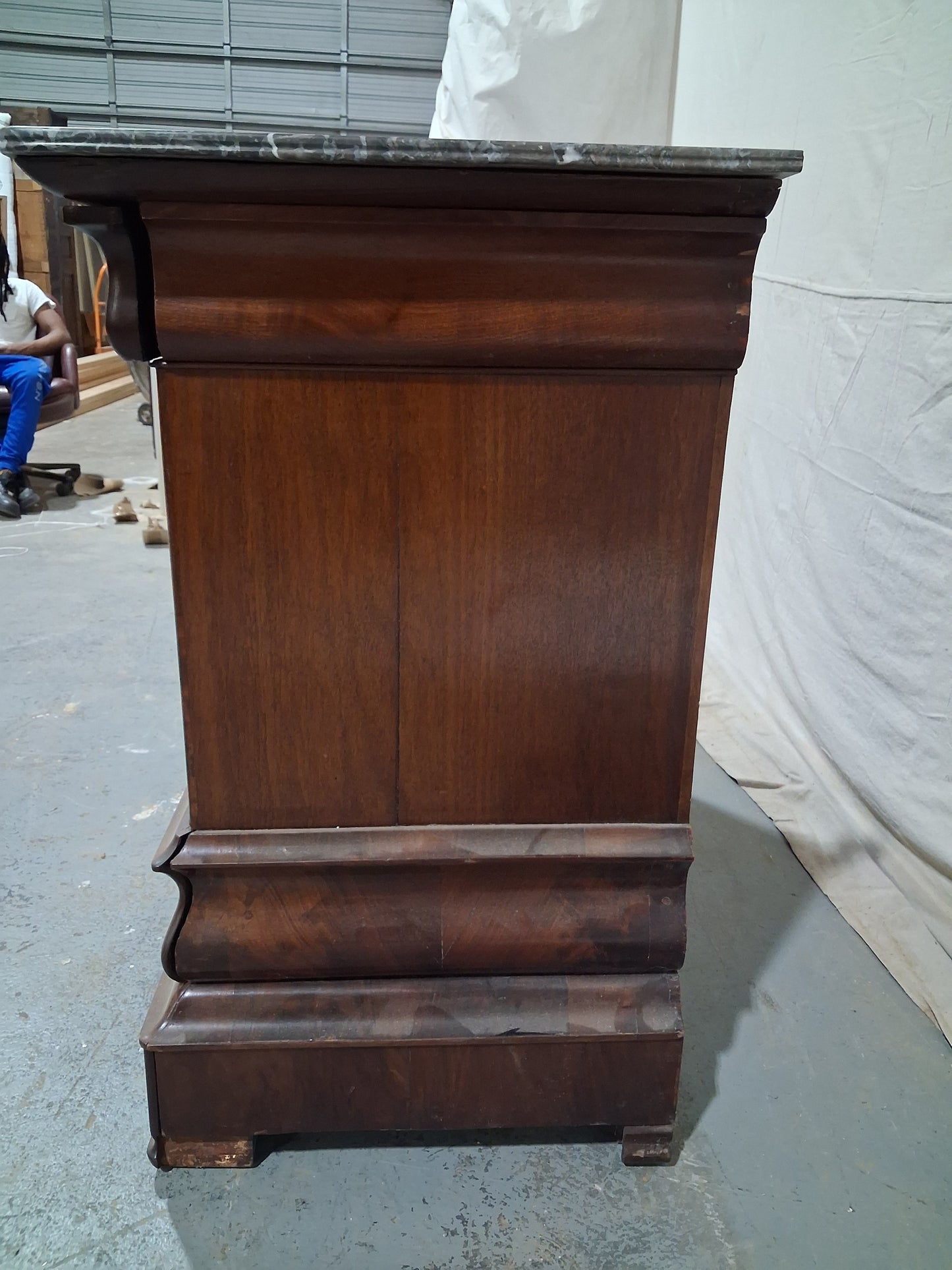19th Century French Restoration Walnut Commode with Marble Top