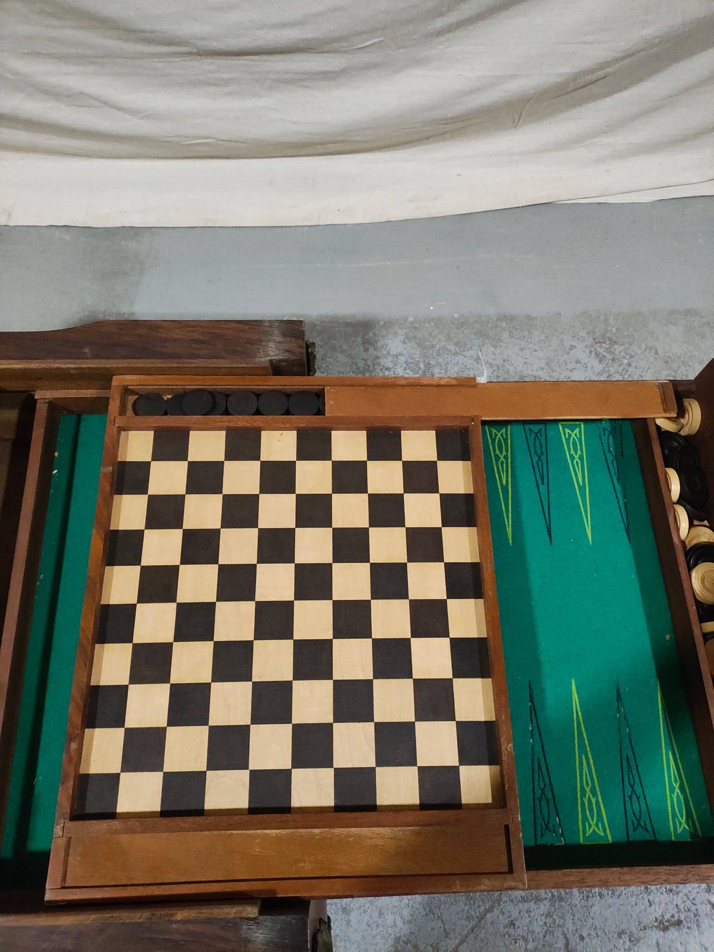 French Louis XV Style Marquetry Convertible Game Table with Chess & Backgammon