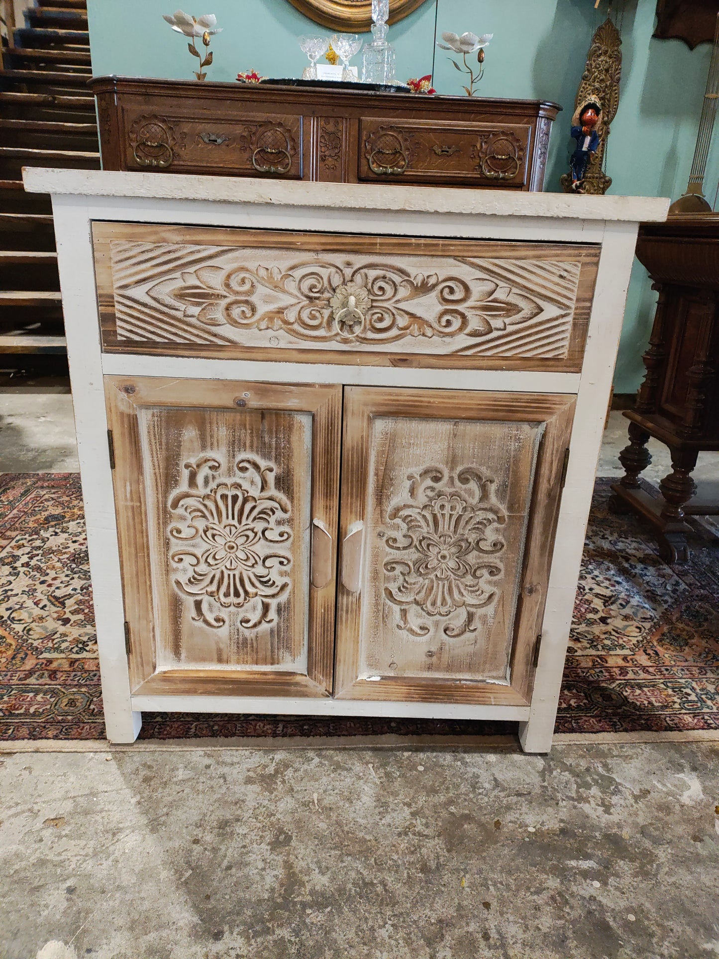 Vintage rustic farmhouse nightstand