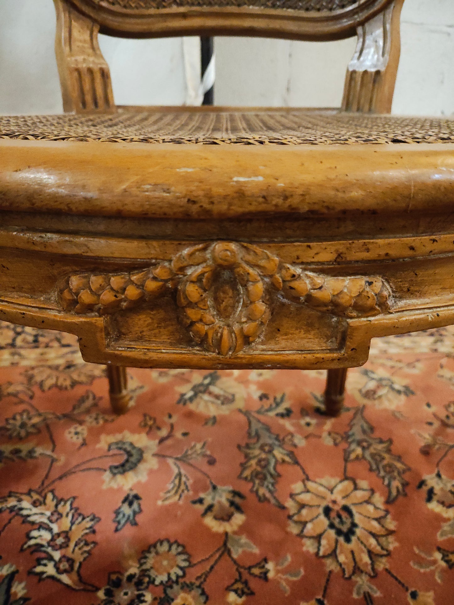 Pair of 19th Century French Louis XVI Style Caned Bergère Armchairs
