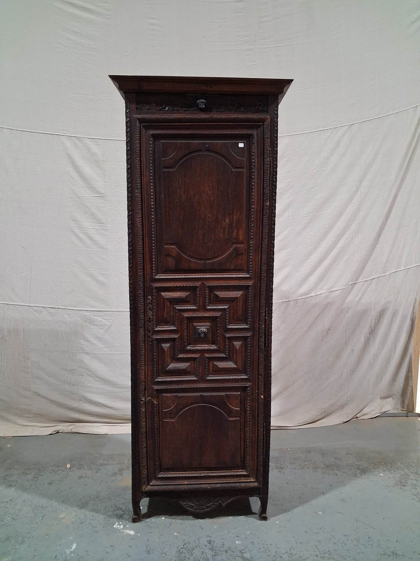 French Renaissance Revival Oak Bonnetière Cabinet, Circa 1880s