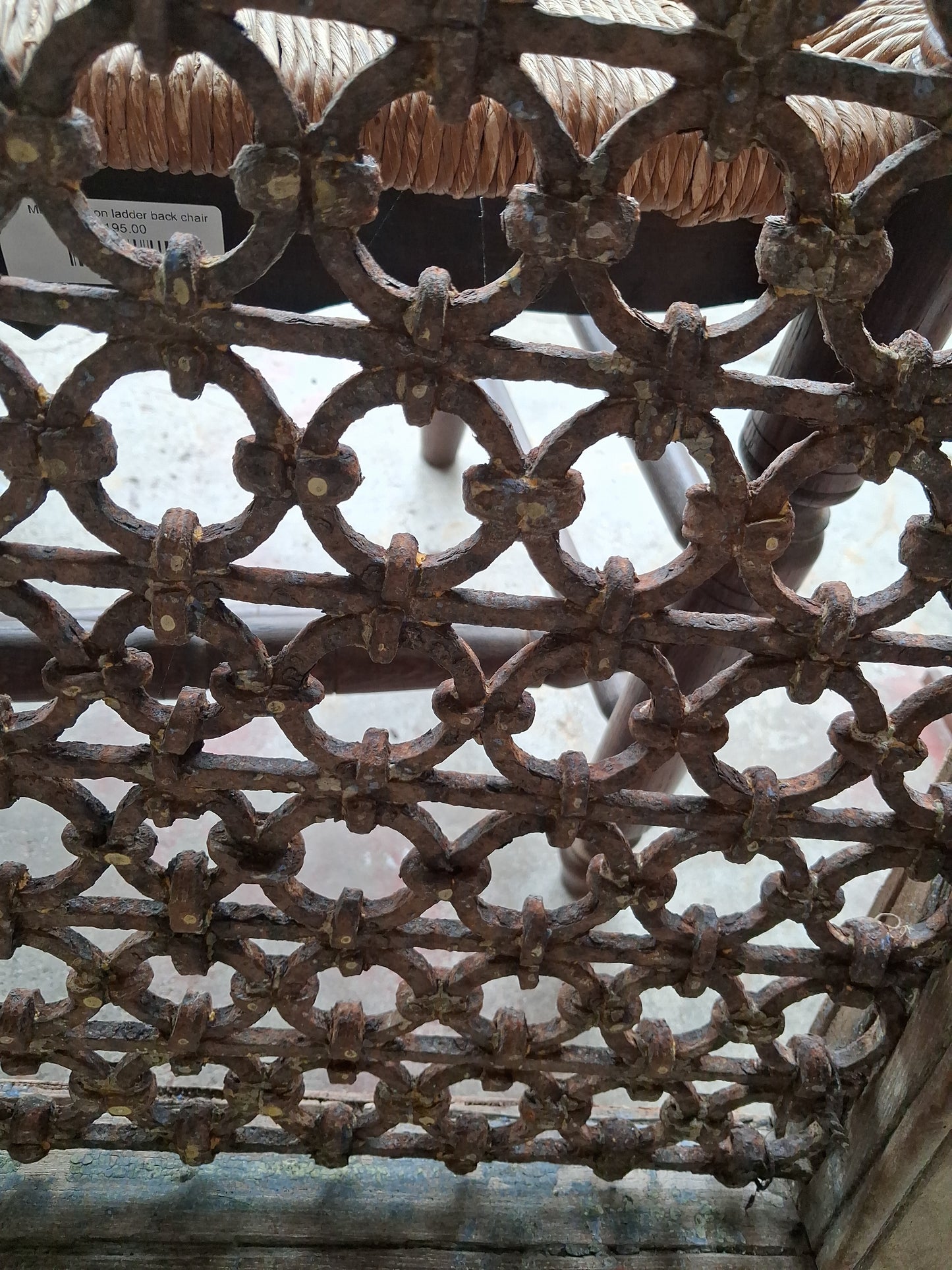19th Century Architectural Iron Grille Panel in Wood Frame