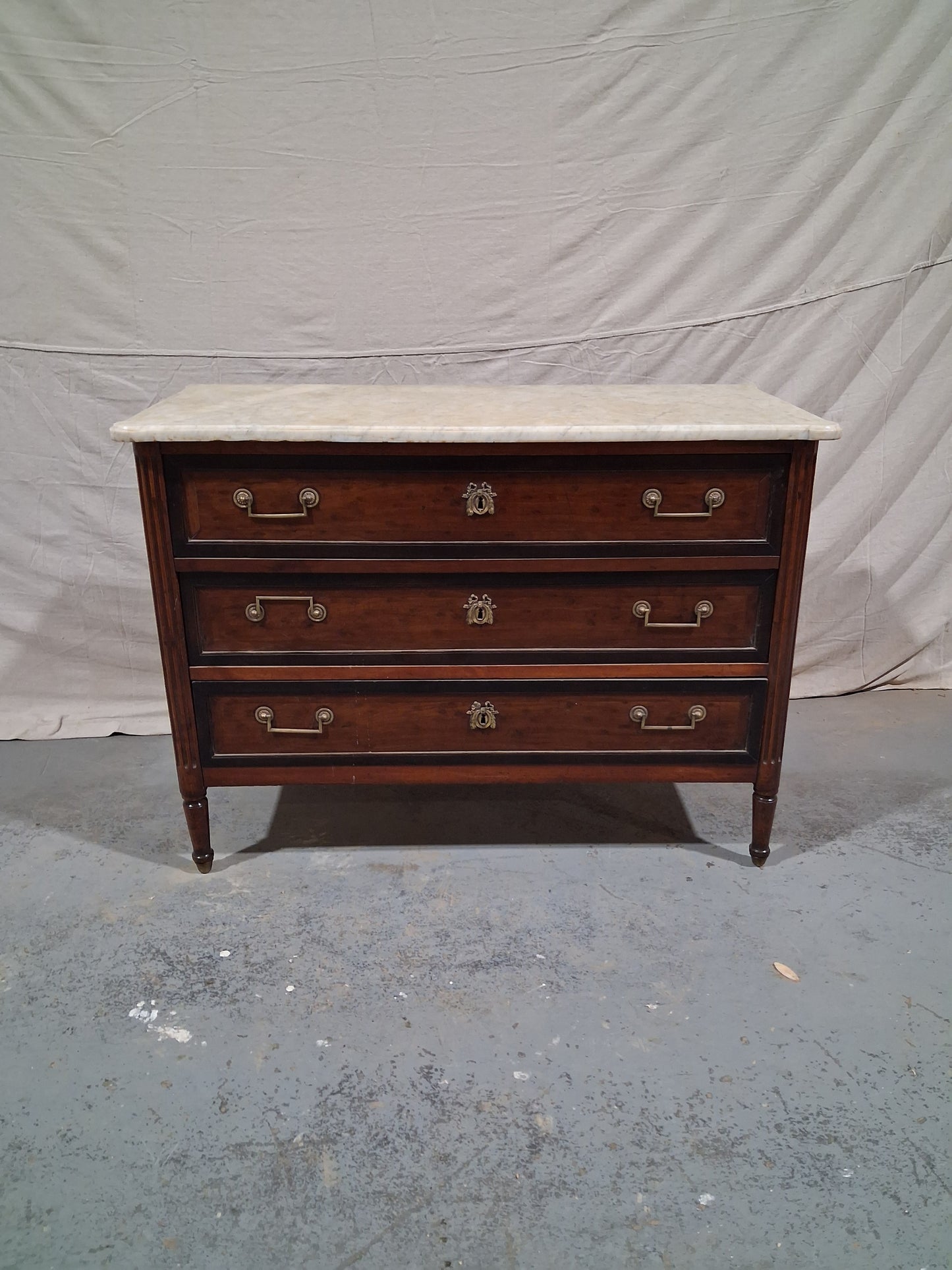 18th Century French Louis XVI Commode with Marble Top & Mourning Trim, Circa 1780