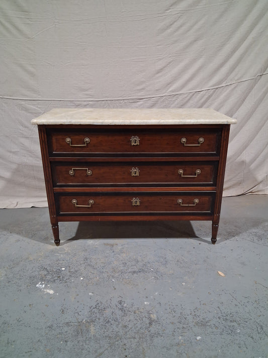 18th Century French Louis XVI Commode with Marble Top & Mourning Trim, Circa 1780