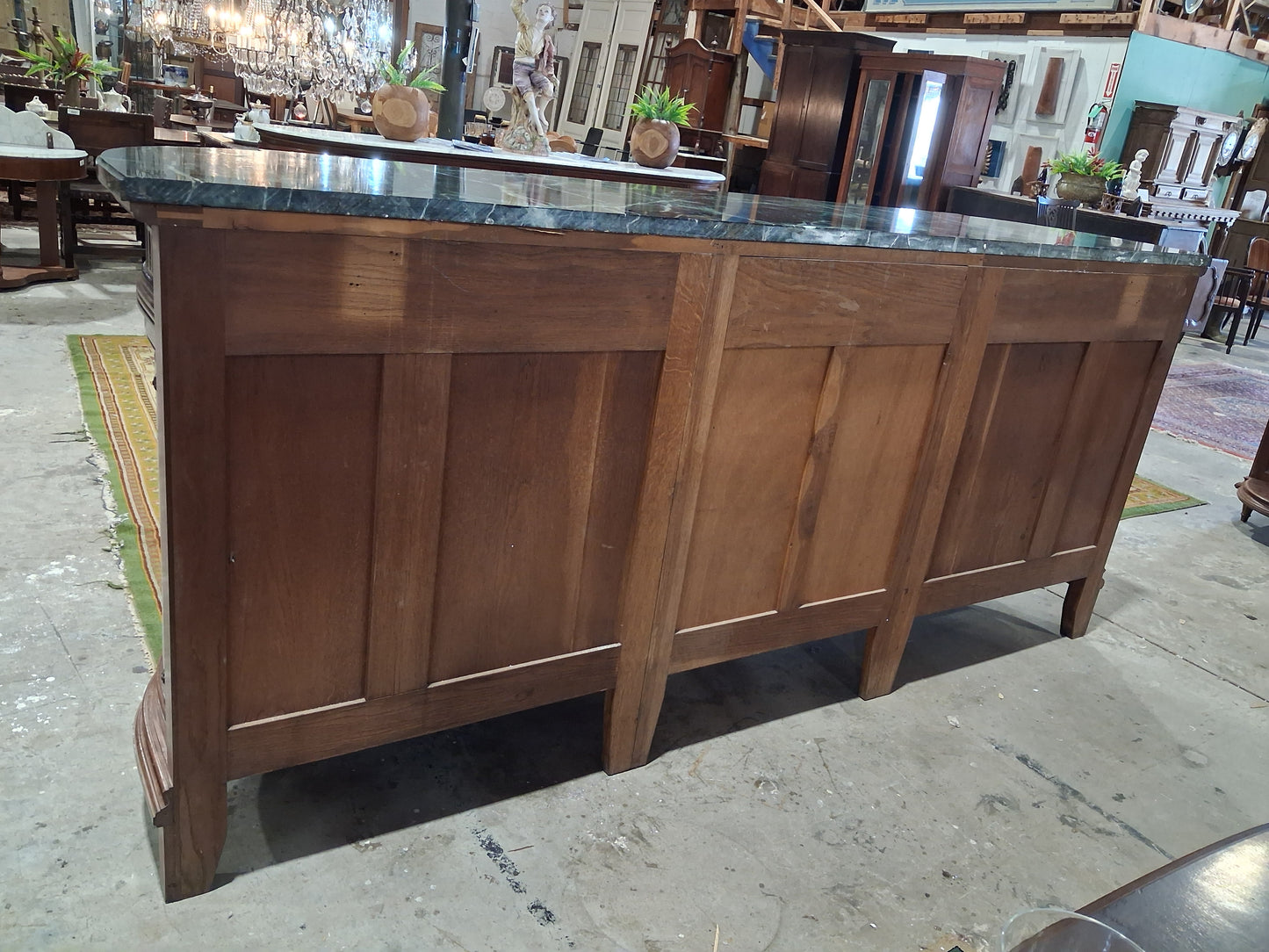 Antique French Louis XVI Revival Mahogany Marble Top Dining Room Suite, Circa 1890