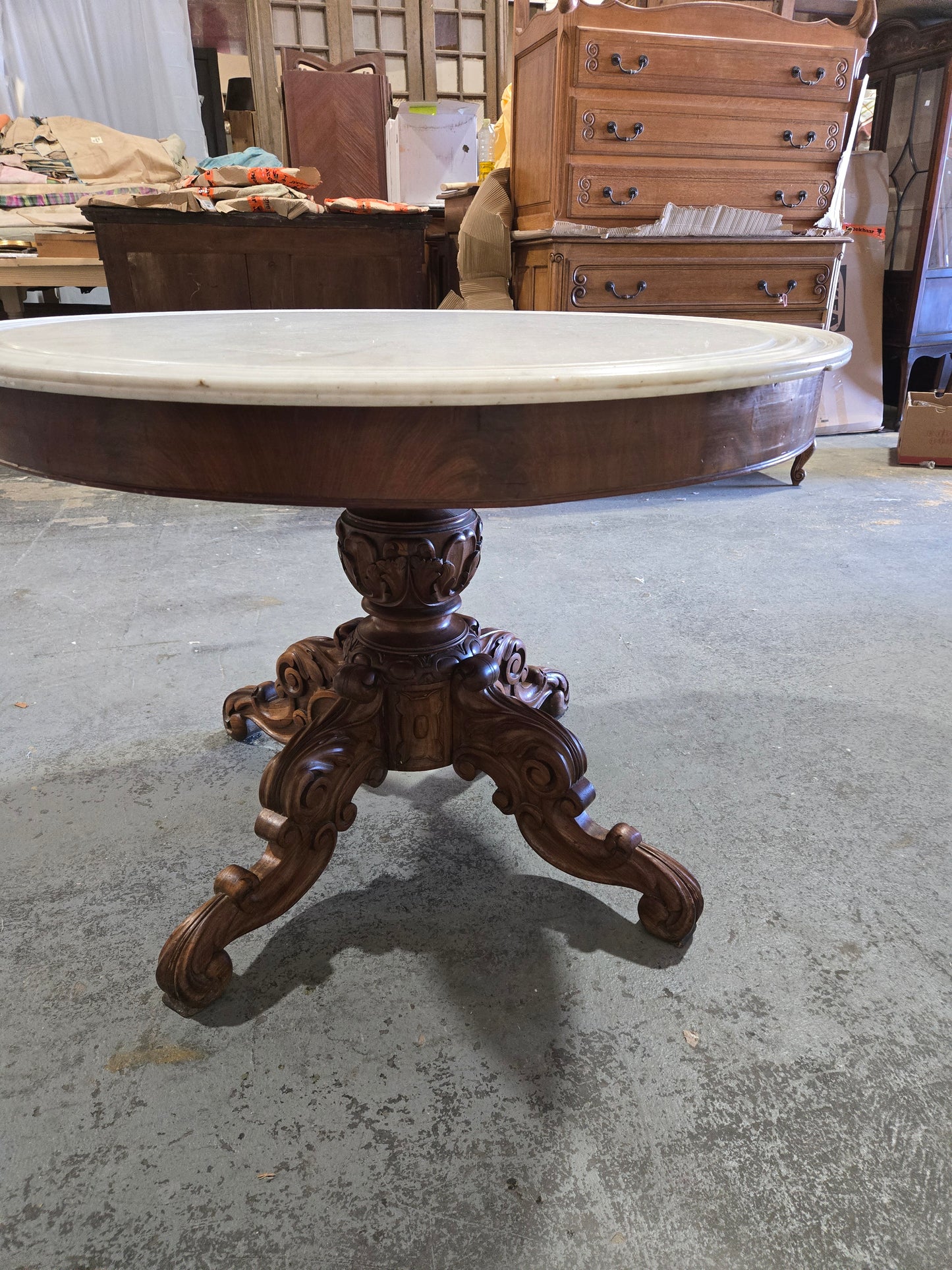 Late 1800s Louis XV Marble Top Table