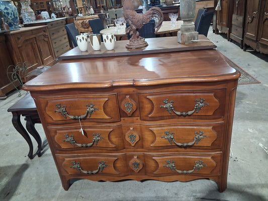 Vintage French Provincial Bombe Chest Dresser with Ornate Brass Hardware