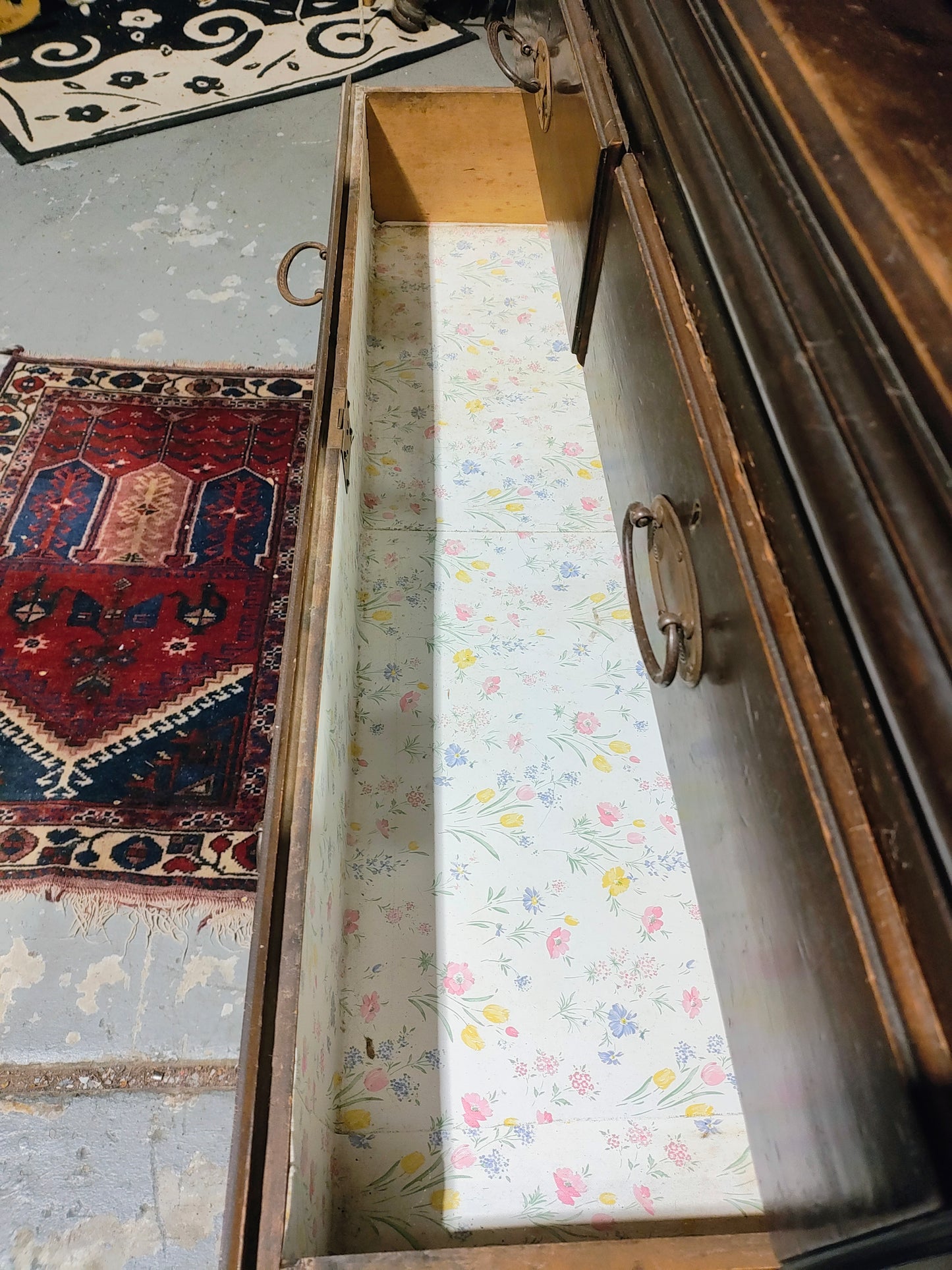 Late 1800s Victorian etched glass hutch