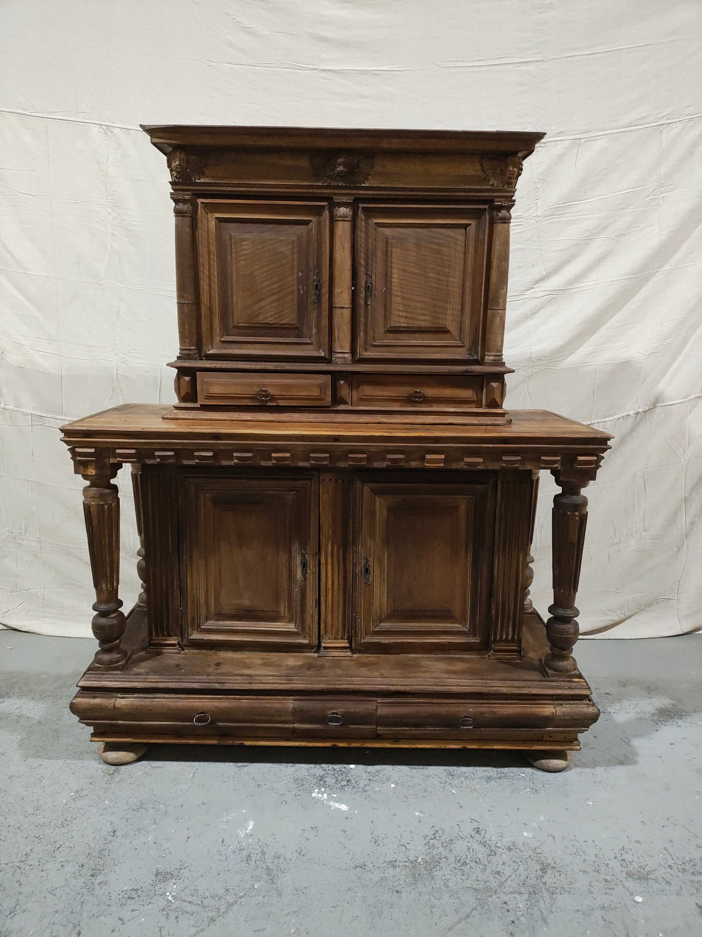 18th Century French Provincial Walnut Buffet à Deux Corps