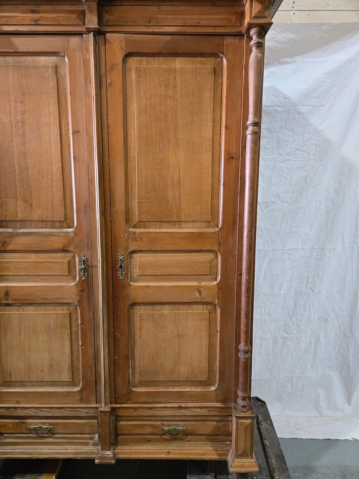 Late 1800s French Revival Pine Armoire