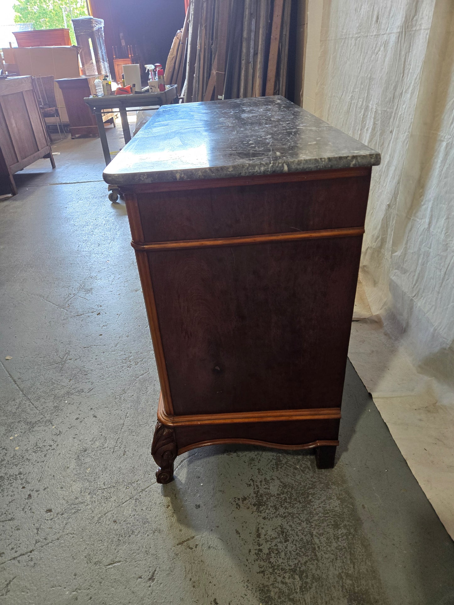 Late 1800s LXV Commode with Black Marble