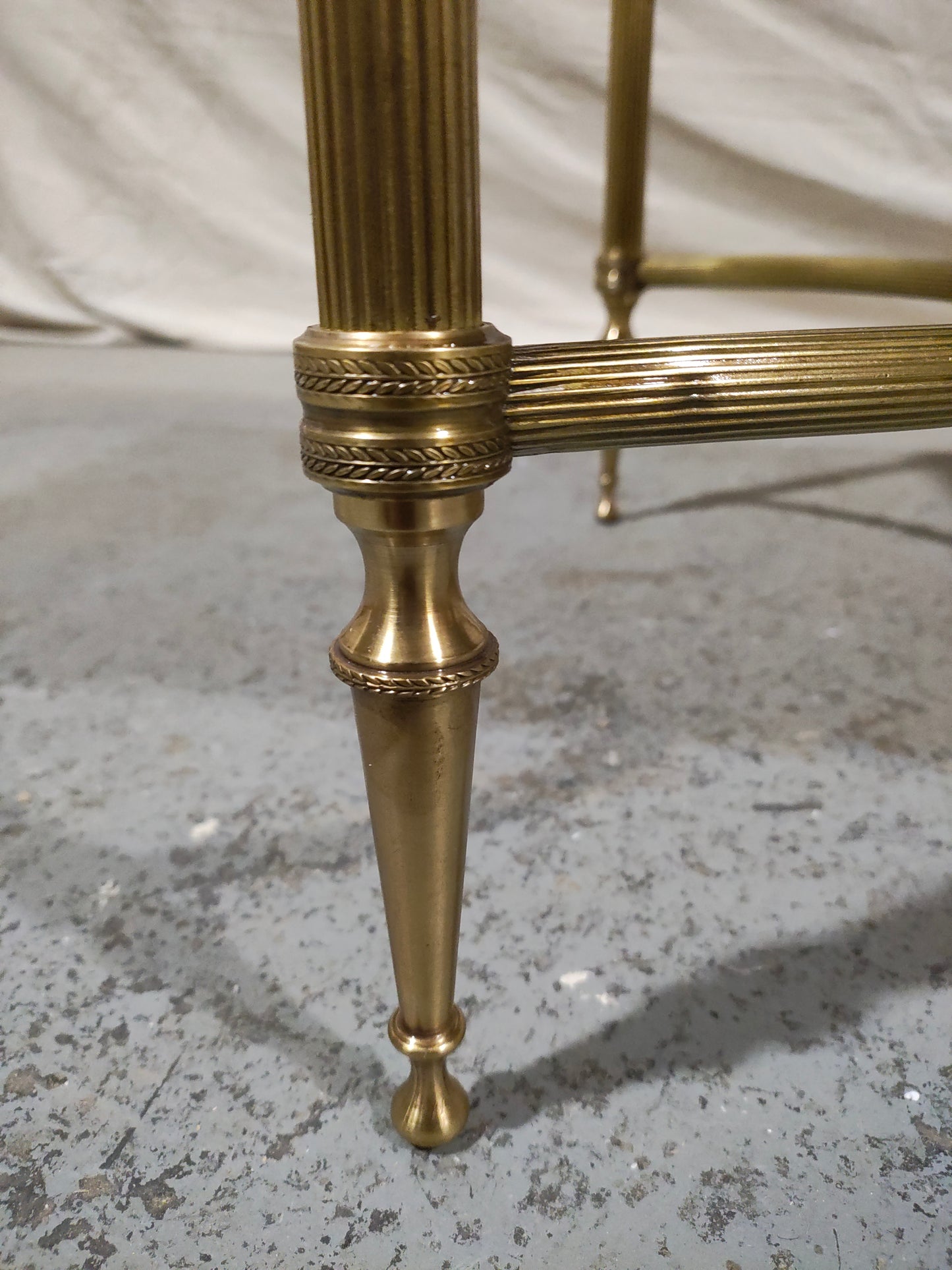 1940s French Brass Louis XVI Style Coffee Table with Marble Top