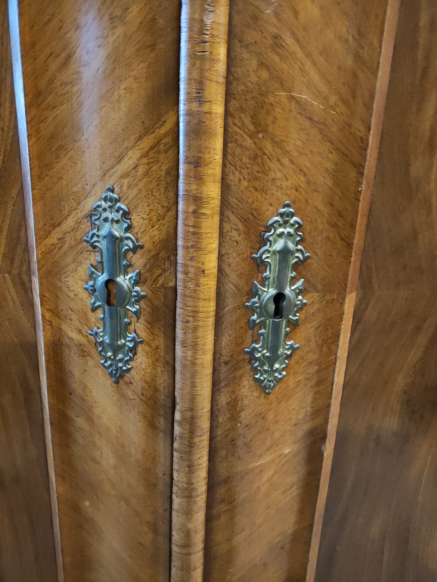 1880s German Mahogany on Pine Armoire