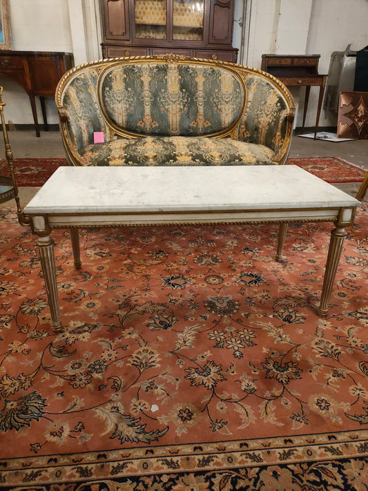 Early 1900s European Marble Top Coffee Table with Giltwood Base