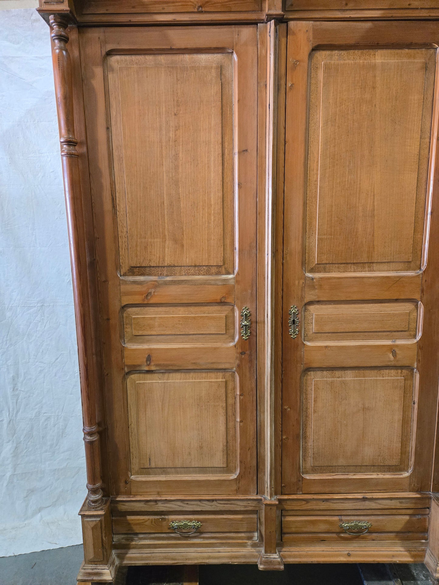 Late 1800s French Revival Pine Armoire