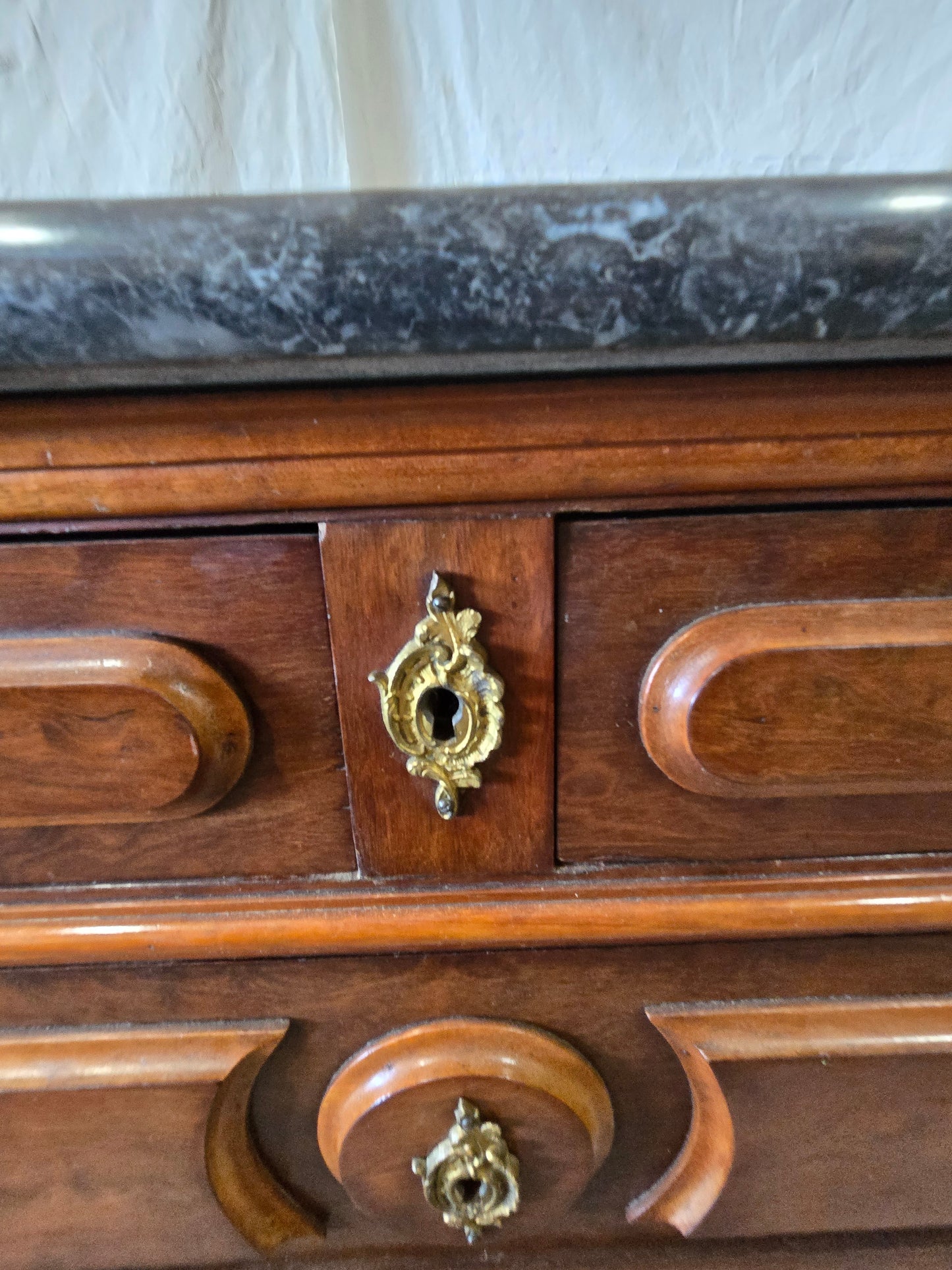 Late 1800s LXV Commode with Black Marble
